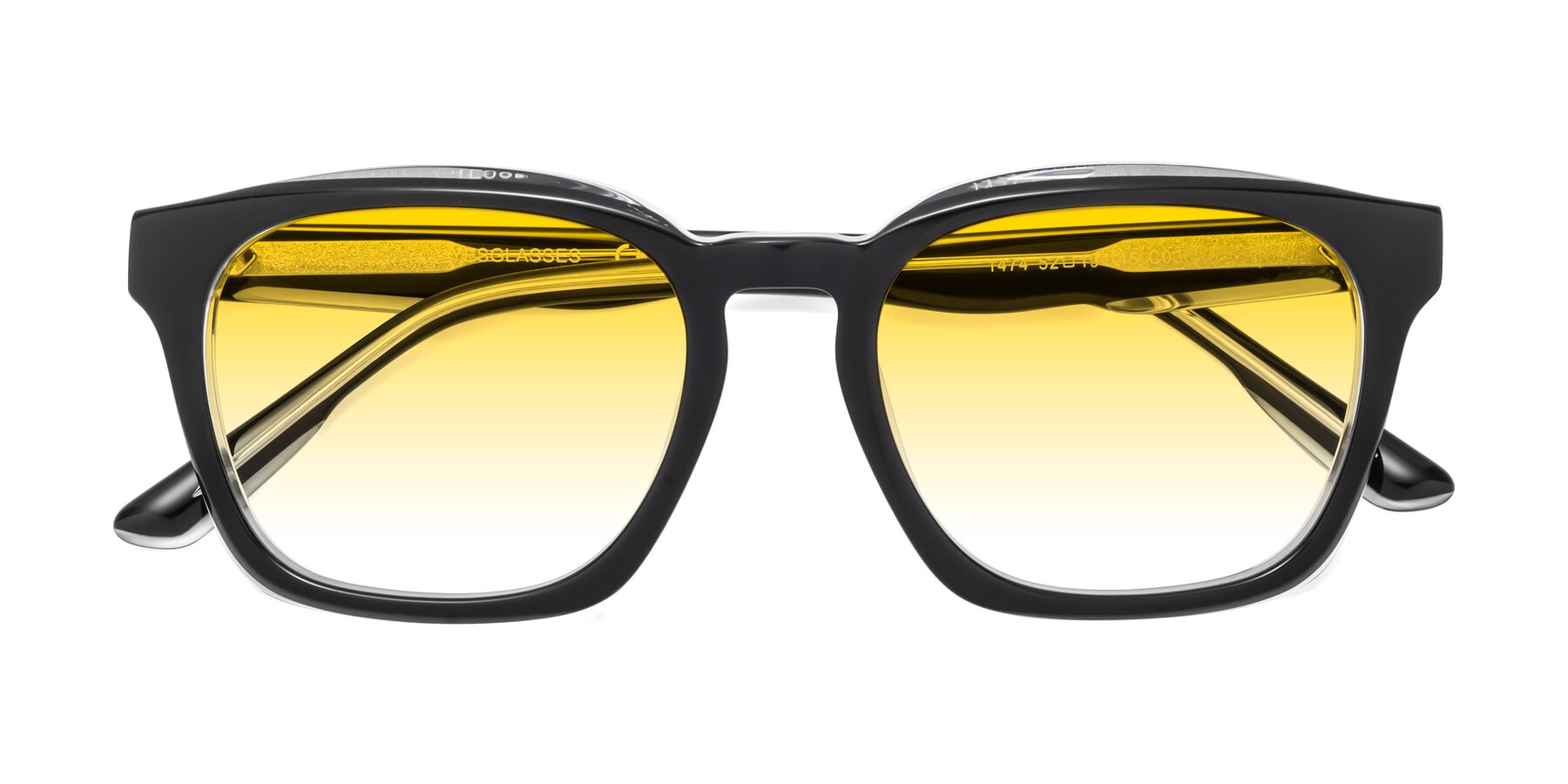 Folded Front of 1474 in Black-Clear with Yellow Gradient Lenses