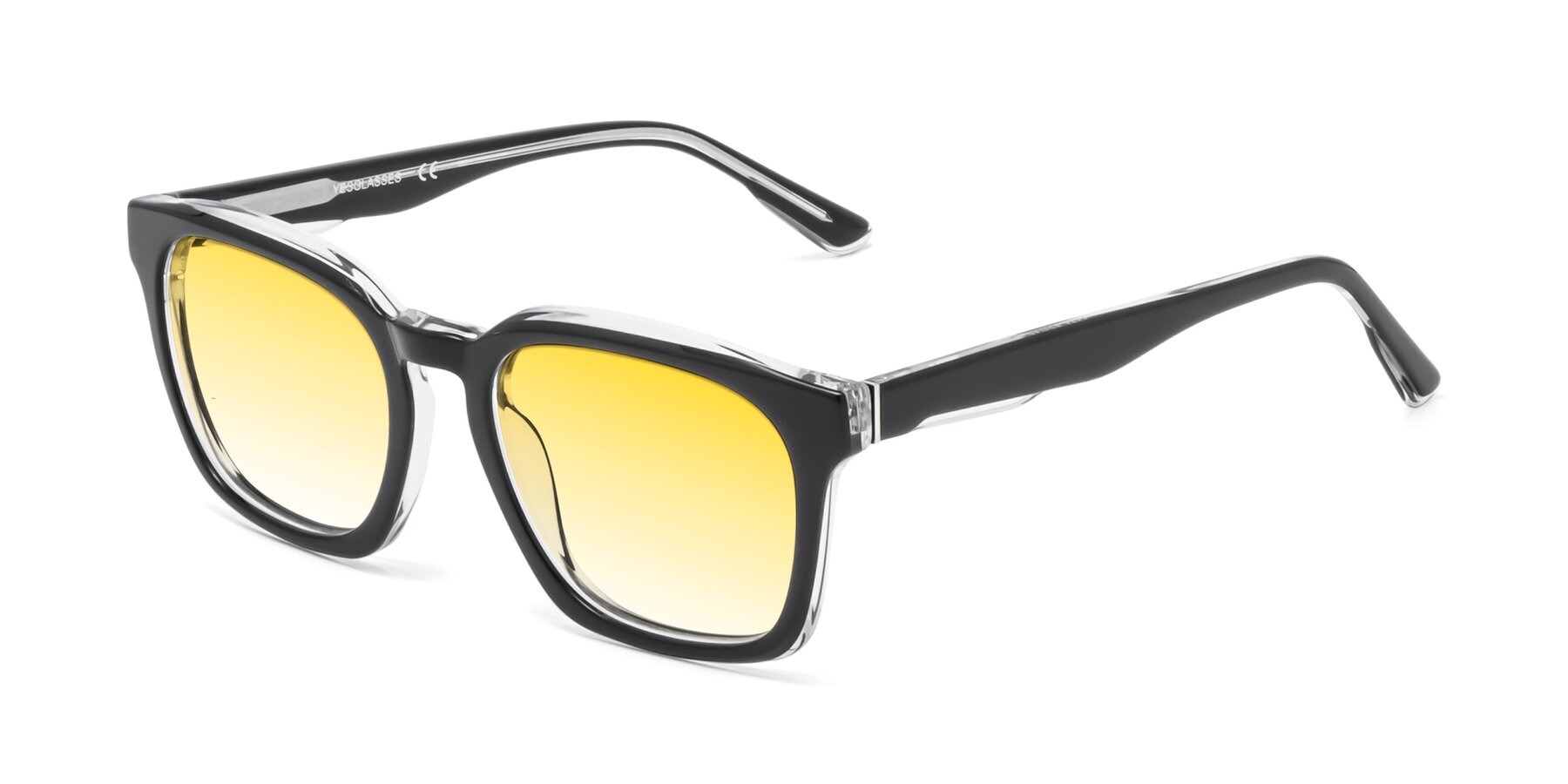 Angle of 1474 in Black-Clear with Yellow Gradient Lenses