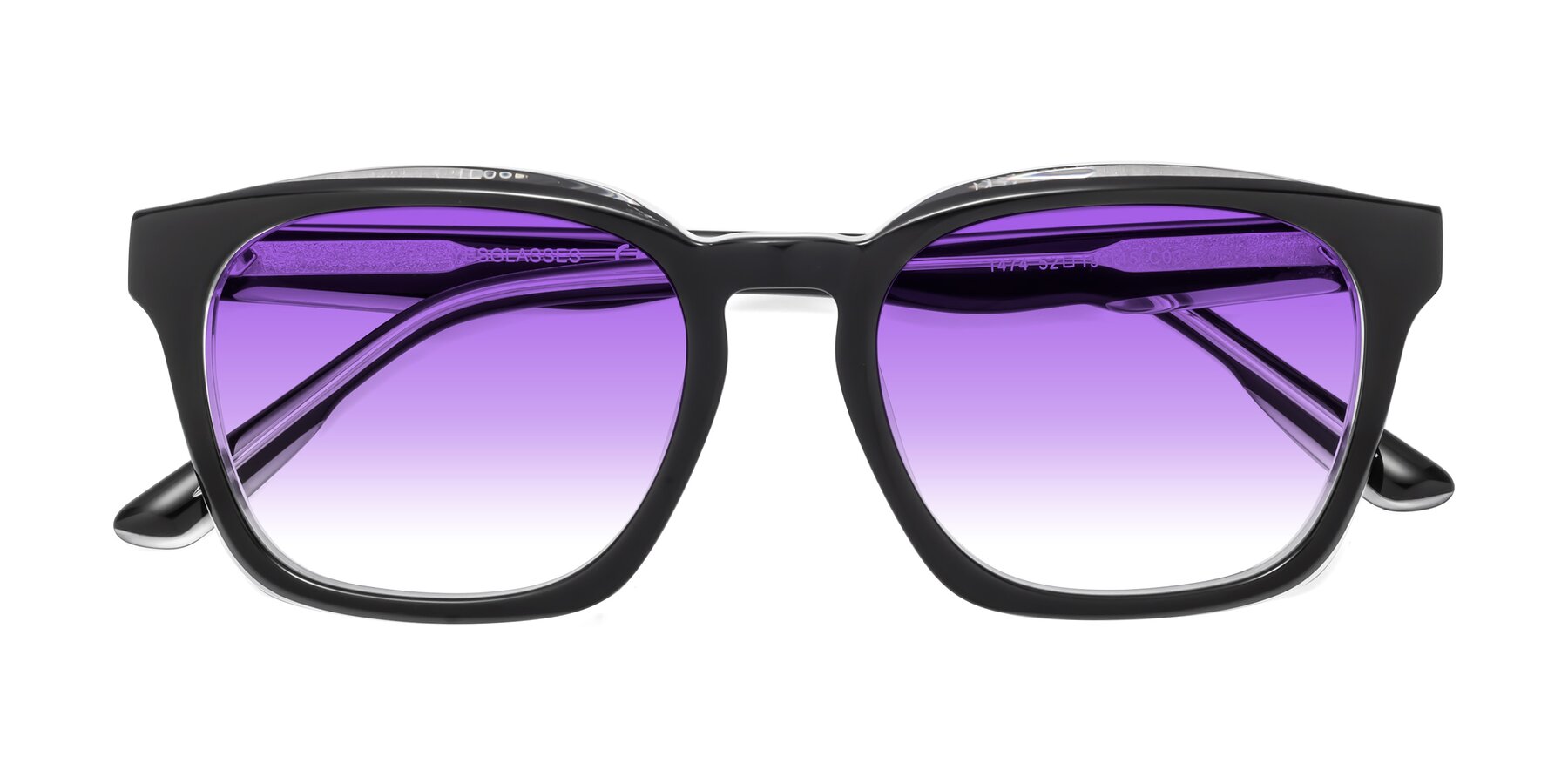 Folded Front of 1474 in Black-Clear with Purple Gradient Lenses
