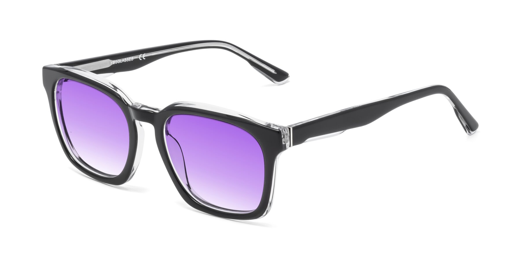 Angle of 1474 in Black-Clear with Purple Gradient Lenses