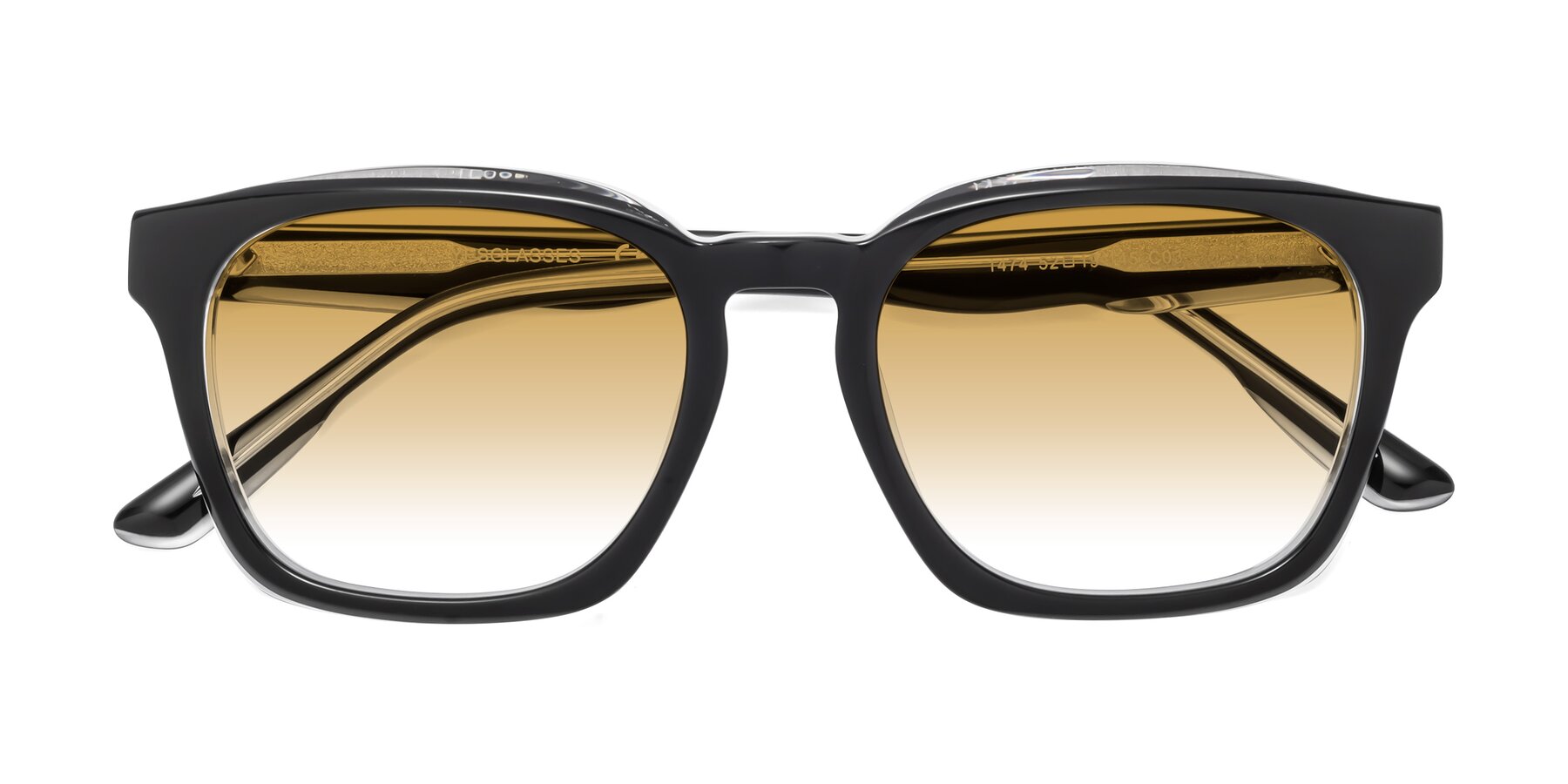 Folded Front of 1474 in Black-Clear with Champagne Gradient Lenses