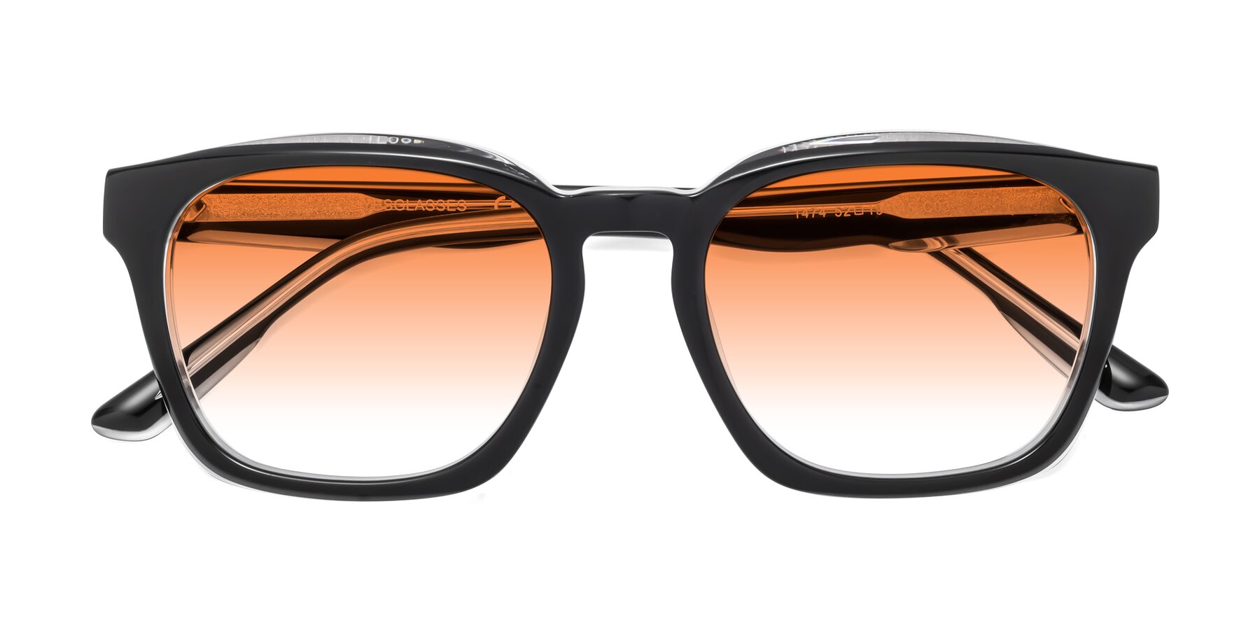 Folded Front of 1474 in Black-Clear with Orange Gradient Lenses
