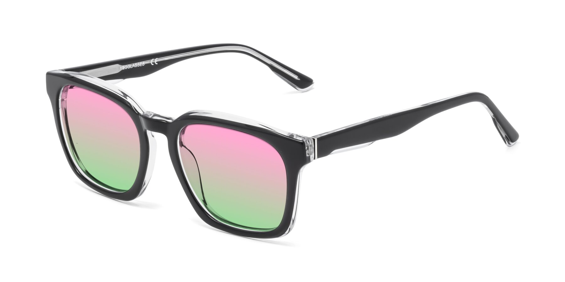 Angle of 1474 in Black-Clear with Pink / Green Gradient Lenses