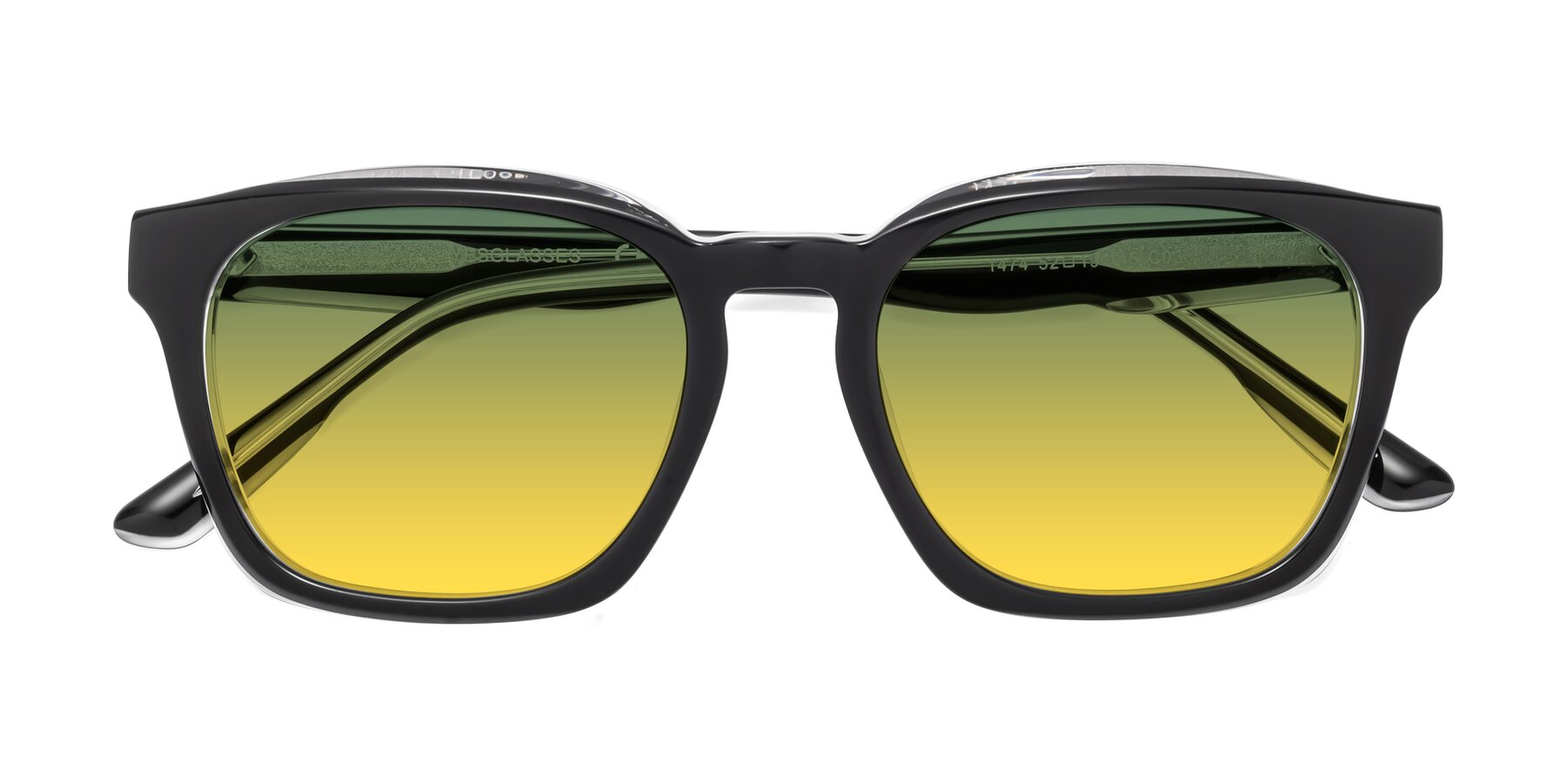 Folded Front of 1474 in Black-Clear with Green / Yellow Gradient Lenses