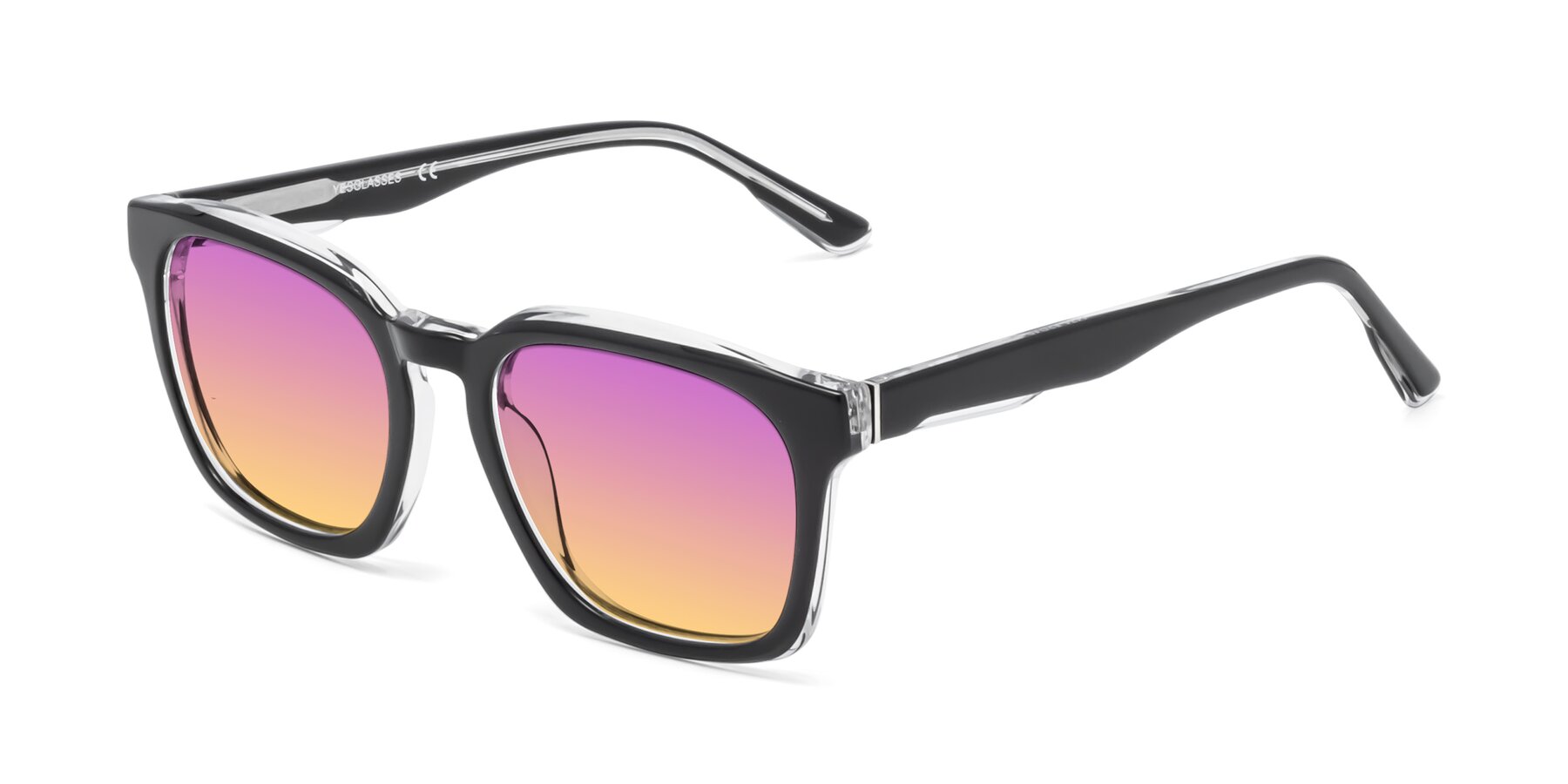 Angle of 1474 in Black-Clear with Purple / Yellow Gradient Lenses