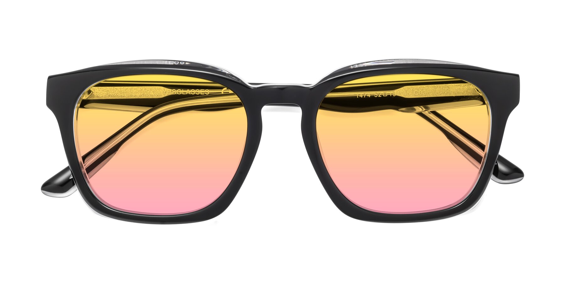 Folded Front of 1474 in Black-Clear with Yellow / Pink Gradient Lenses