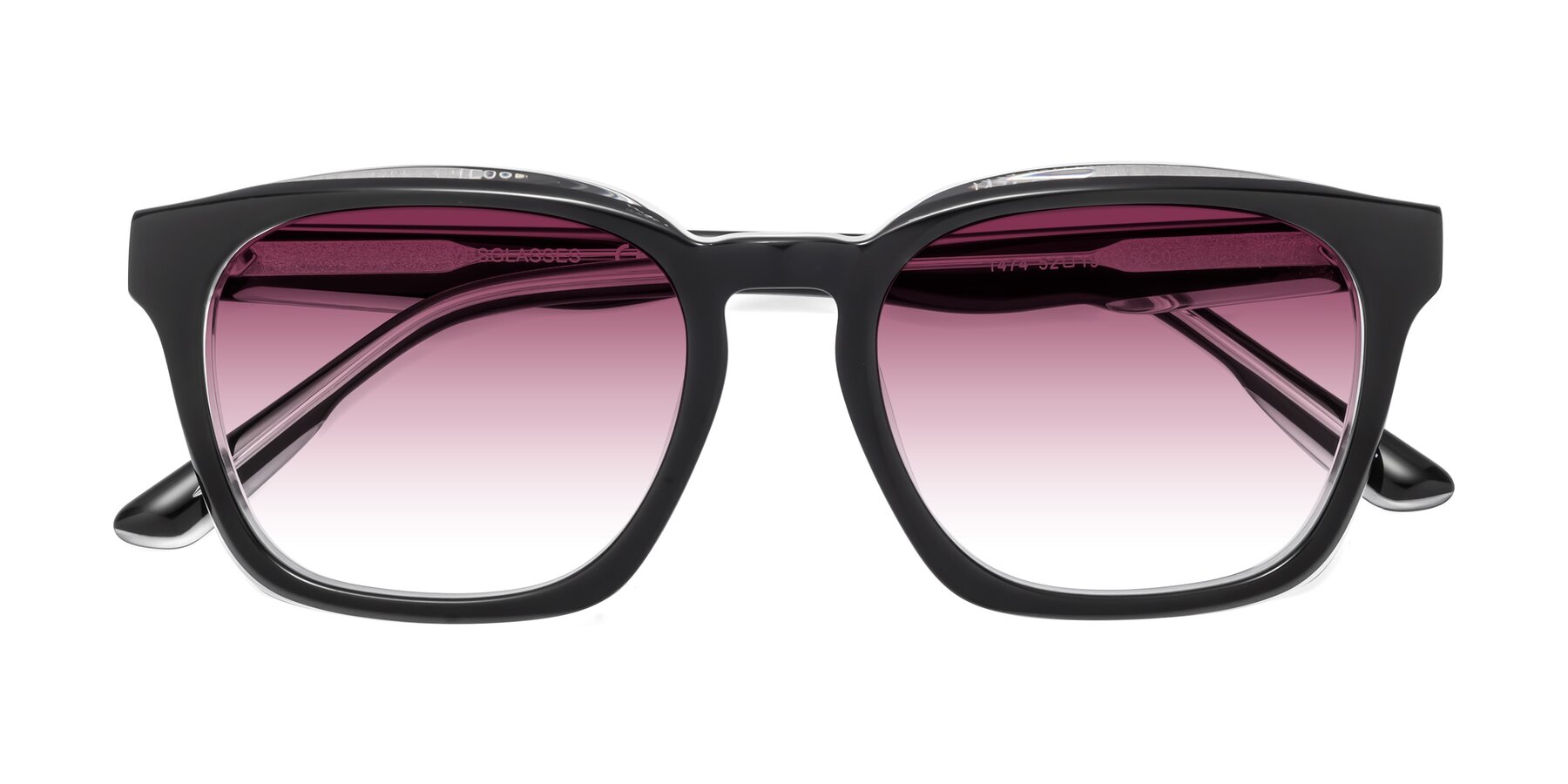 Folded Front of 1474 in Black-Clear with Wine Gradient Lenses