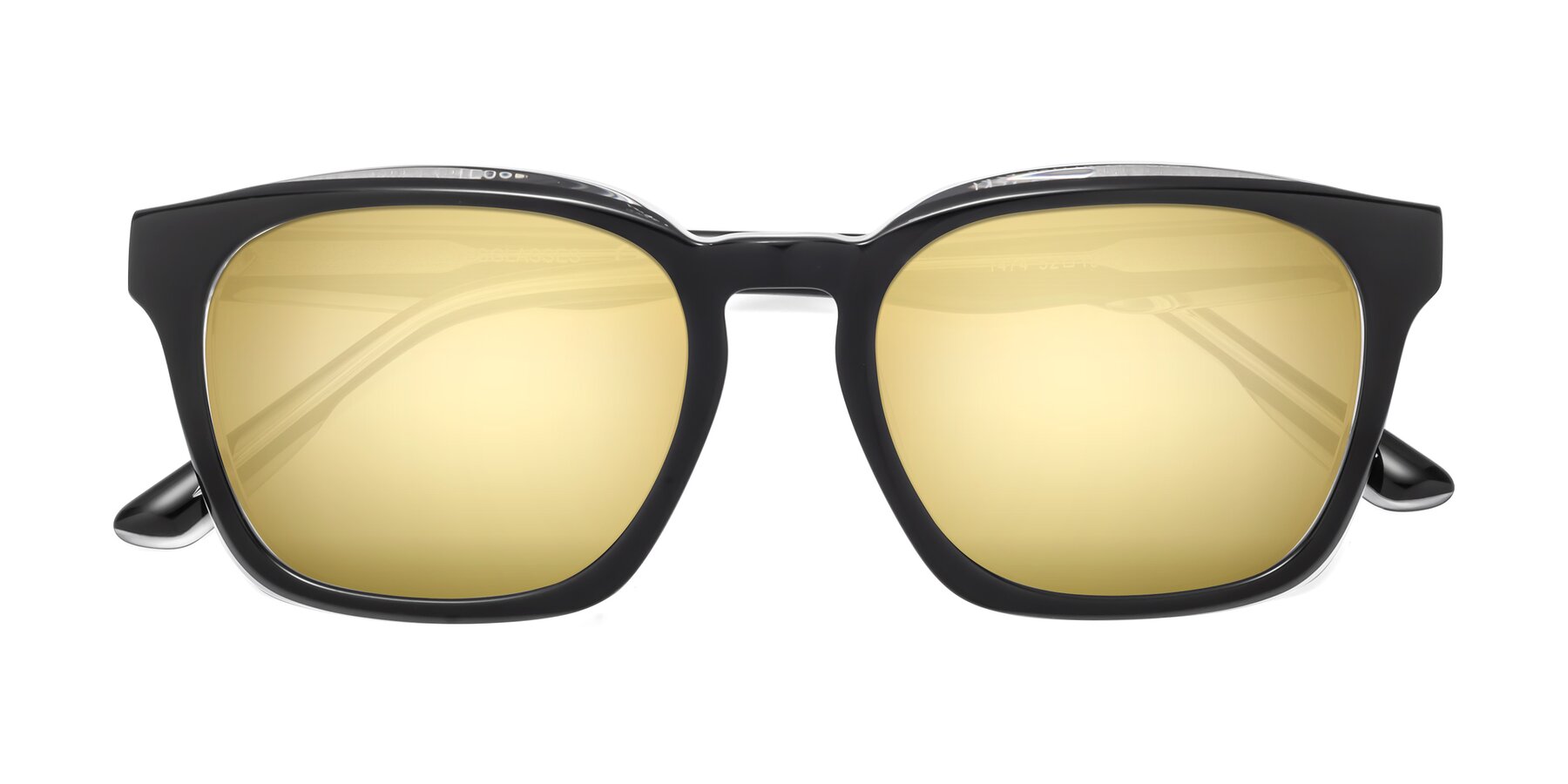 Folded Front of 1474 in Black-Clear with Gold Mirrored Lenses