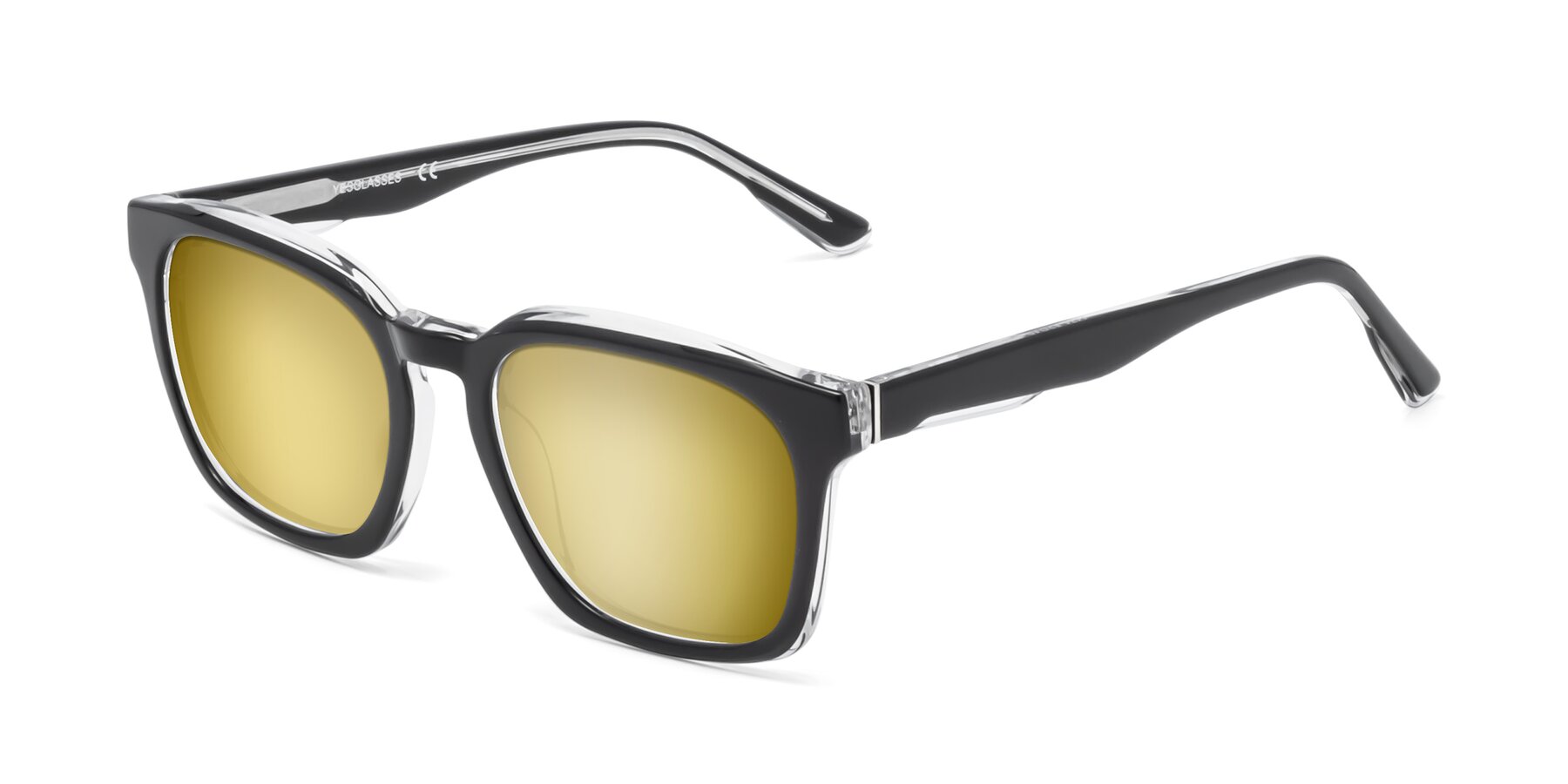 Angle of 1474 in Black-Clear with Gold Mirrored Lenses