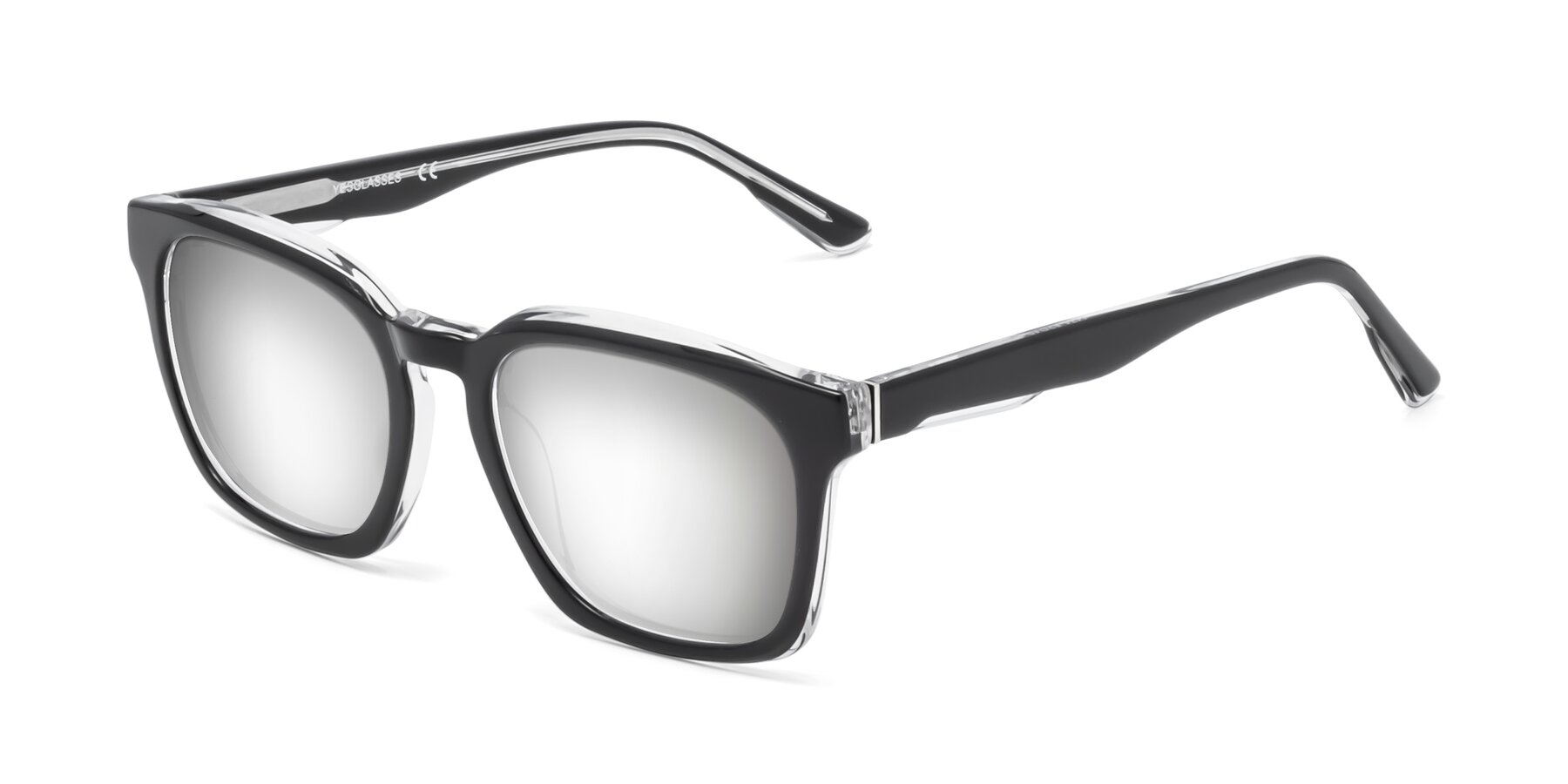 Angle of 1474 in Black-Clear with Silver Mirrored Lenses
