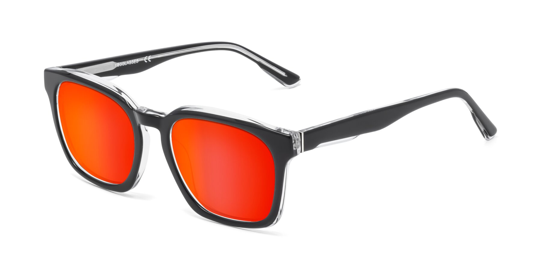 Angle of 1474 in Black-Clear with Red Gold Mirrored Lenses