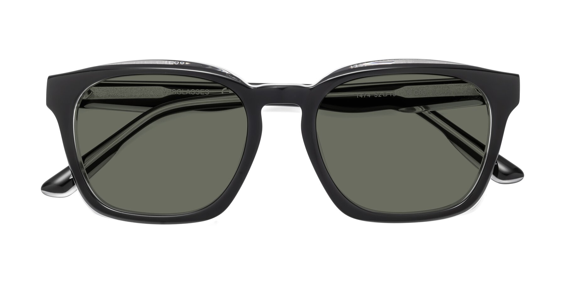 Folded Front of 1474 in Black-Clear with Gray Polarized Lenses
