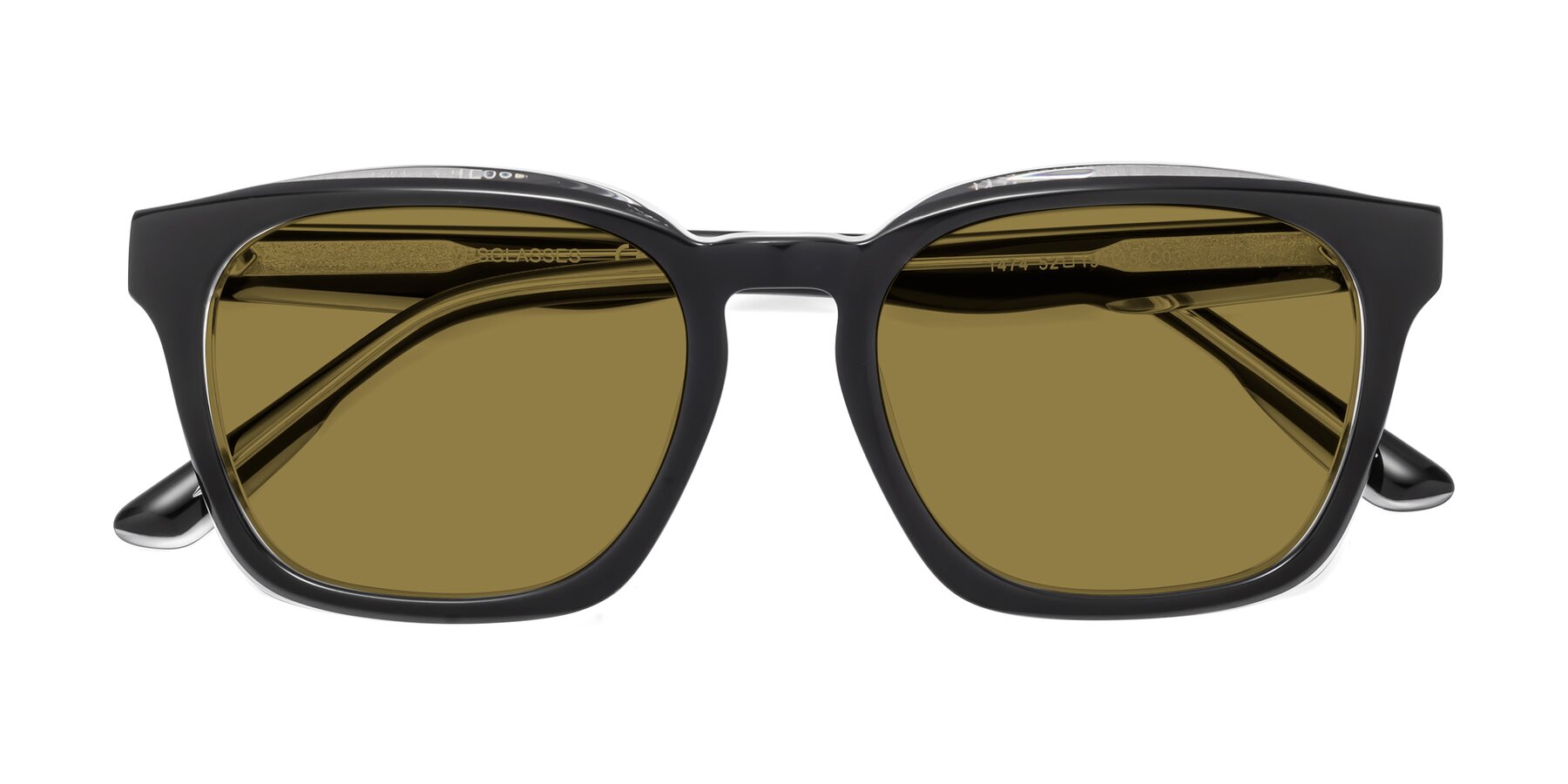 Folded Front of 1474 in Black-Clear with Brown Polarized Lenses