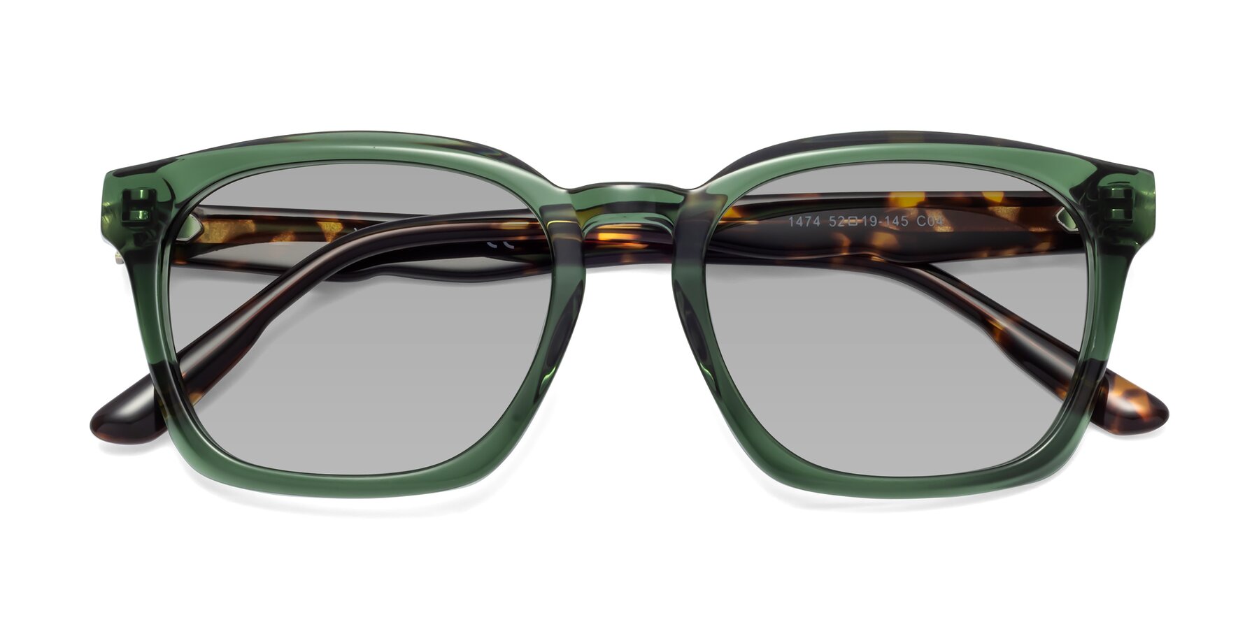 Folded Front of 1474 in Emerald with Light Gray Tinted Lenses