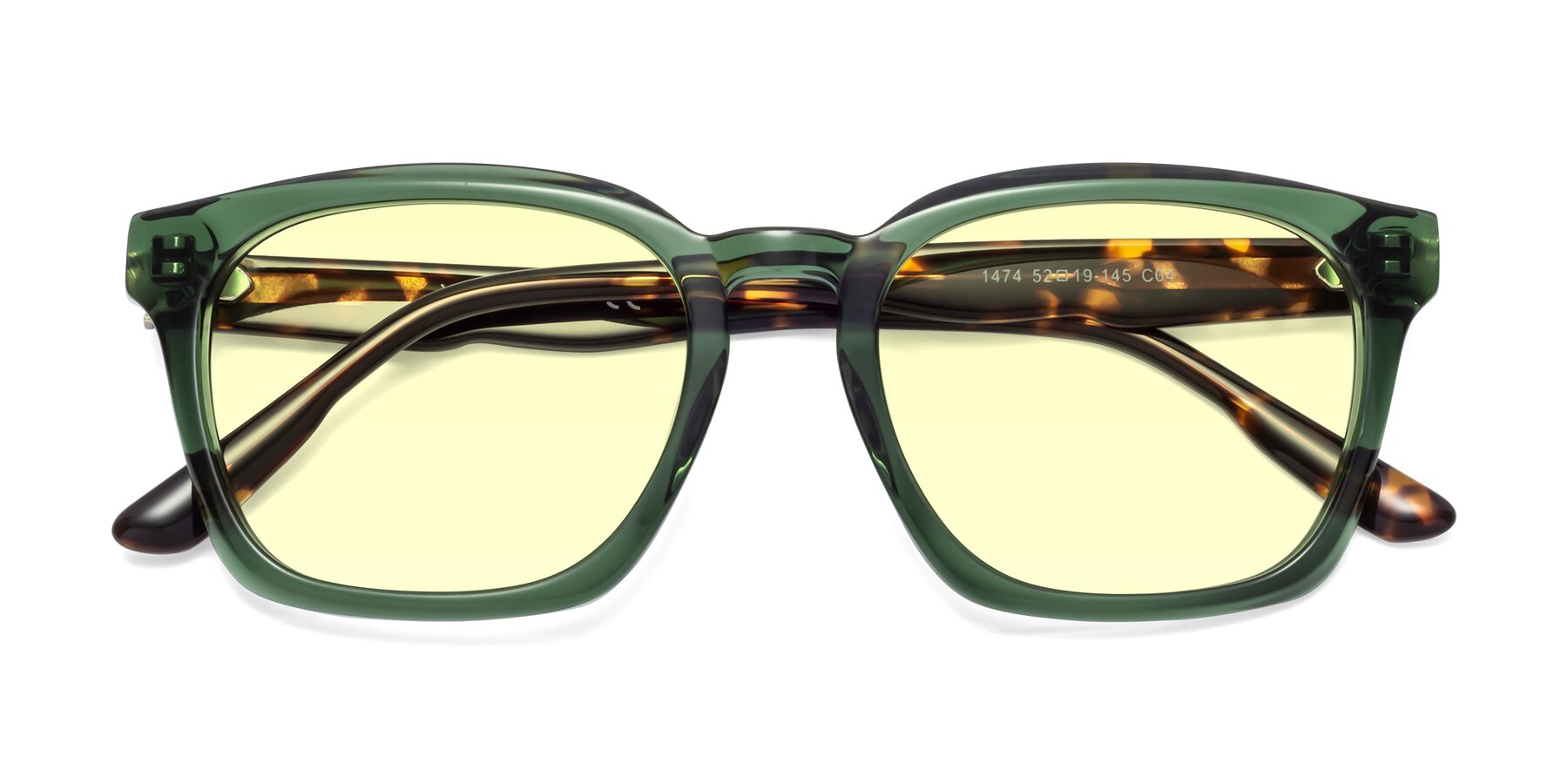 Folded Front of 1474 in Emerald with Light Yellow Tinted Lenses