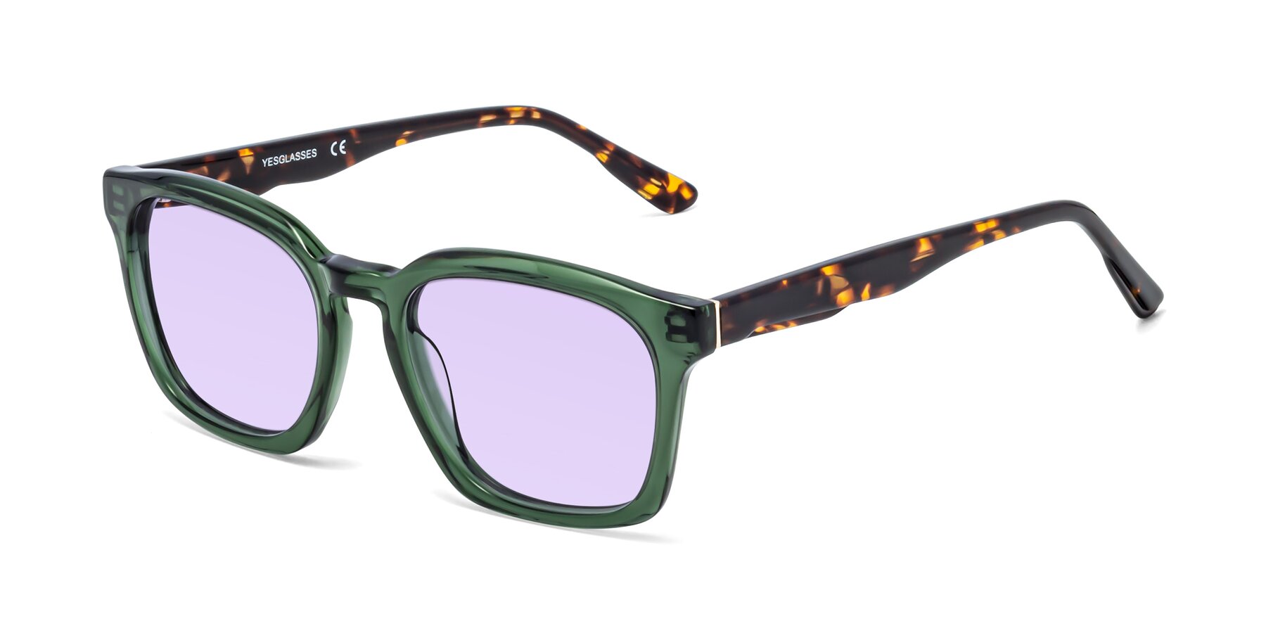 Angle of 1474 in Emerald with Light Purple Tinted Lenses