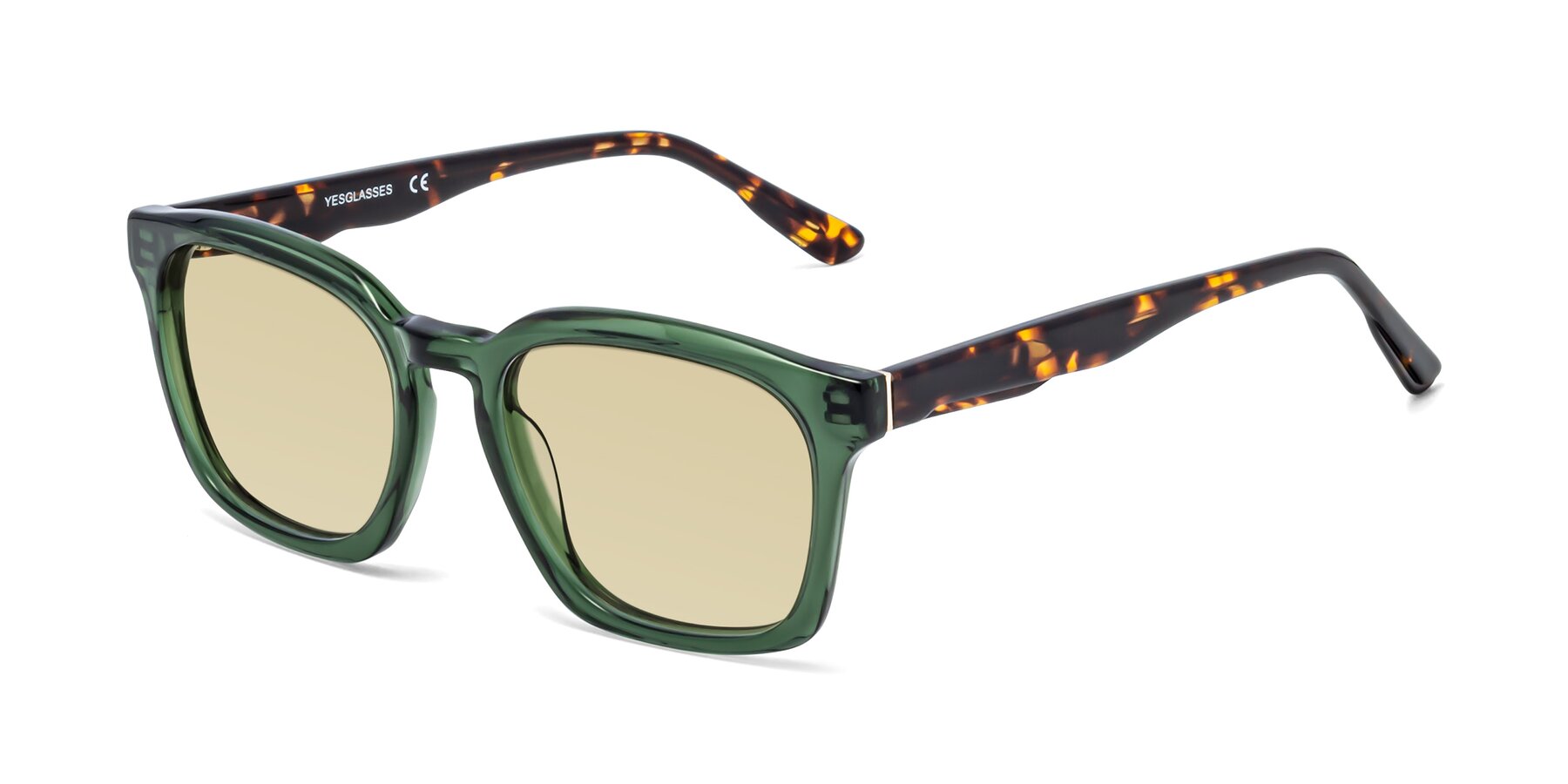 Angle of 1474 in Emerald with Light Champagne Tinted Lenses