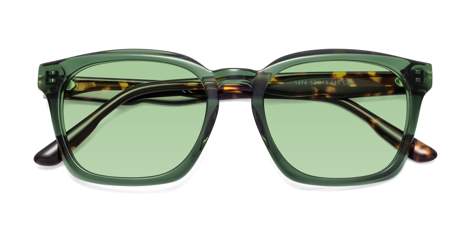 Folded Front of 1474 in Emerald with Medium Green Tinted Lenses