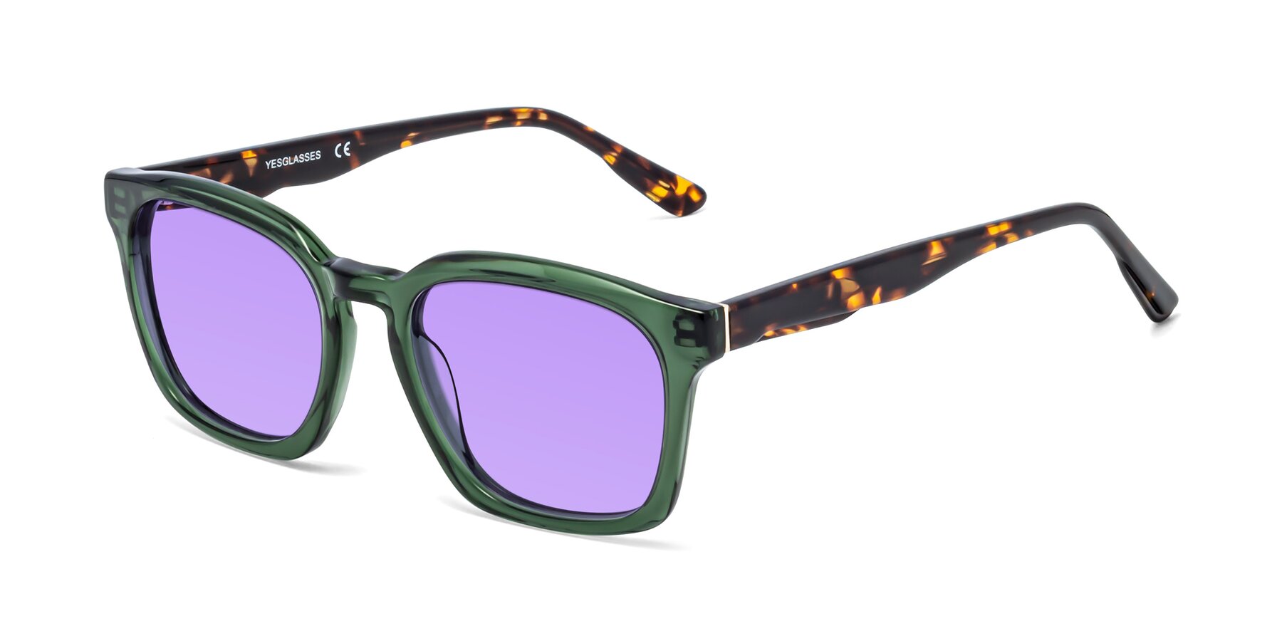 Angle of 1474 in Emerald with Medium Purple Tinted Lenses