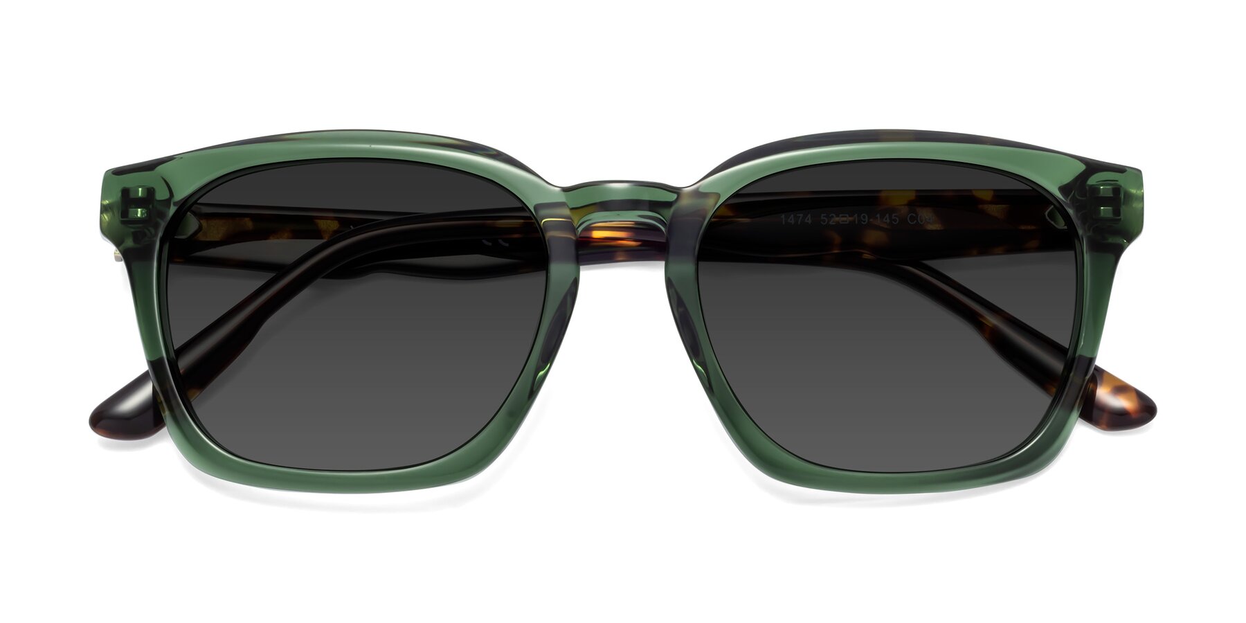 Folded Front of 1474 in Emerald with Gray Tinted Lenses