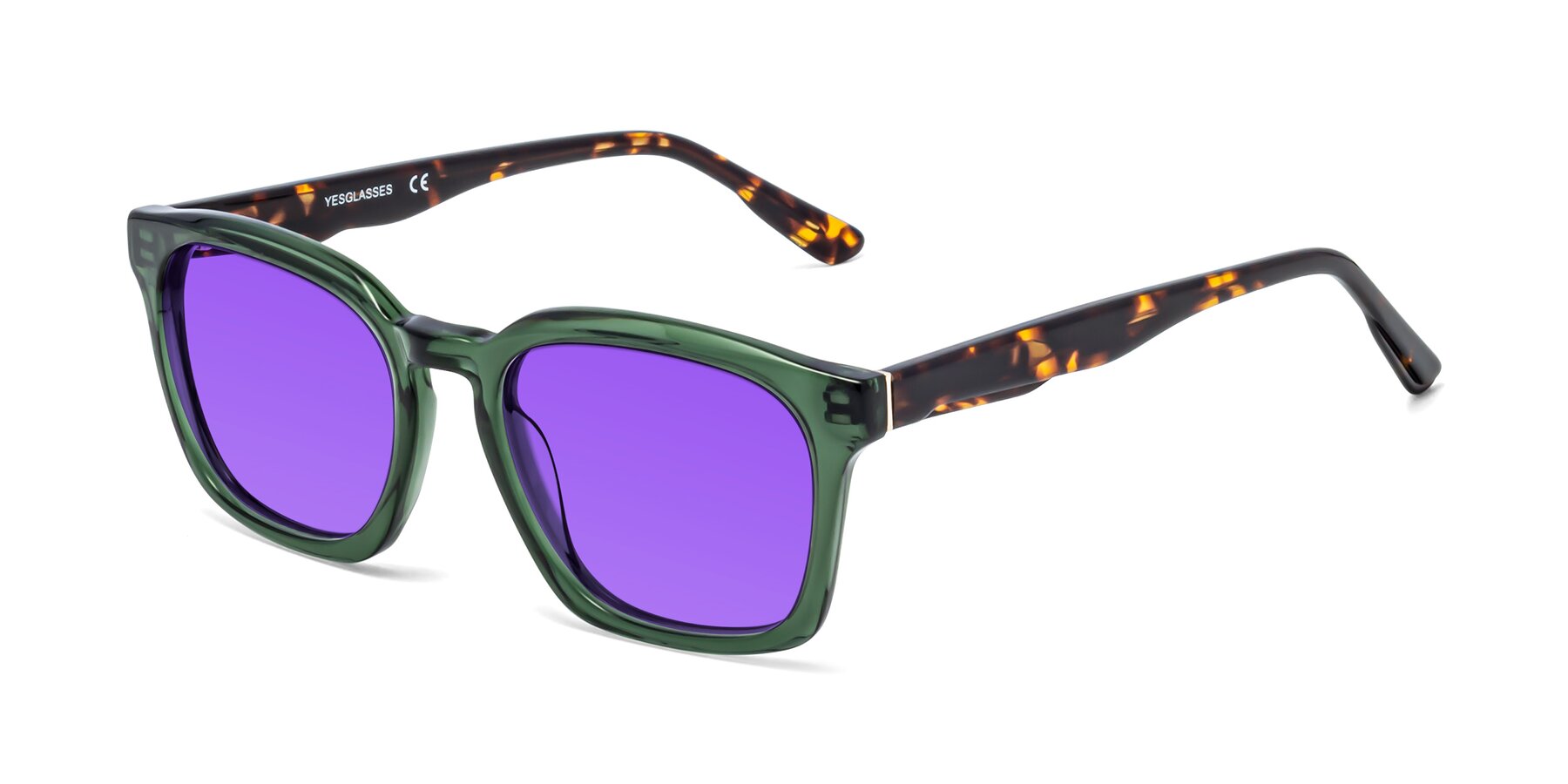 Angle of 1474 in Emerald with Purple Tinted Lenses