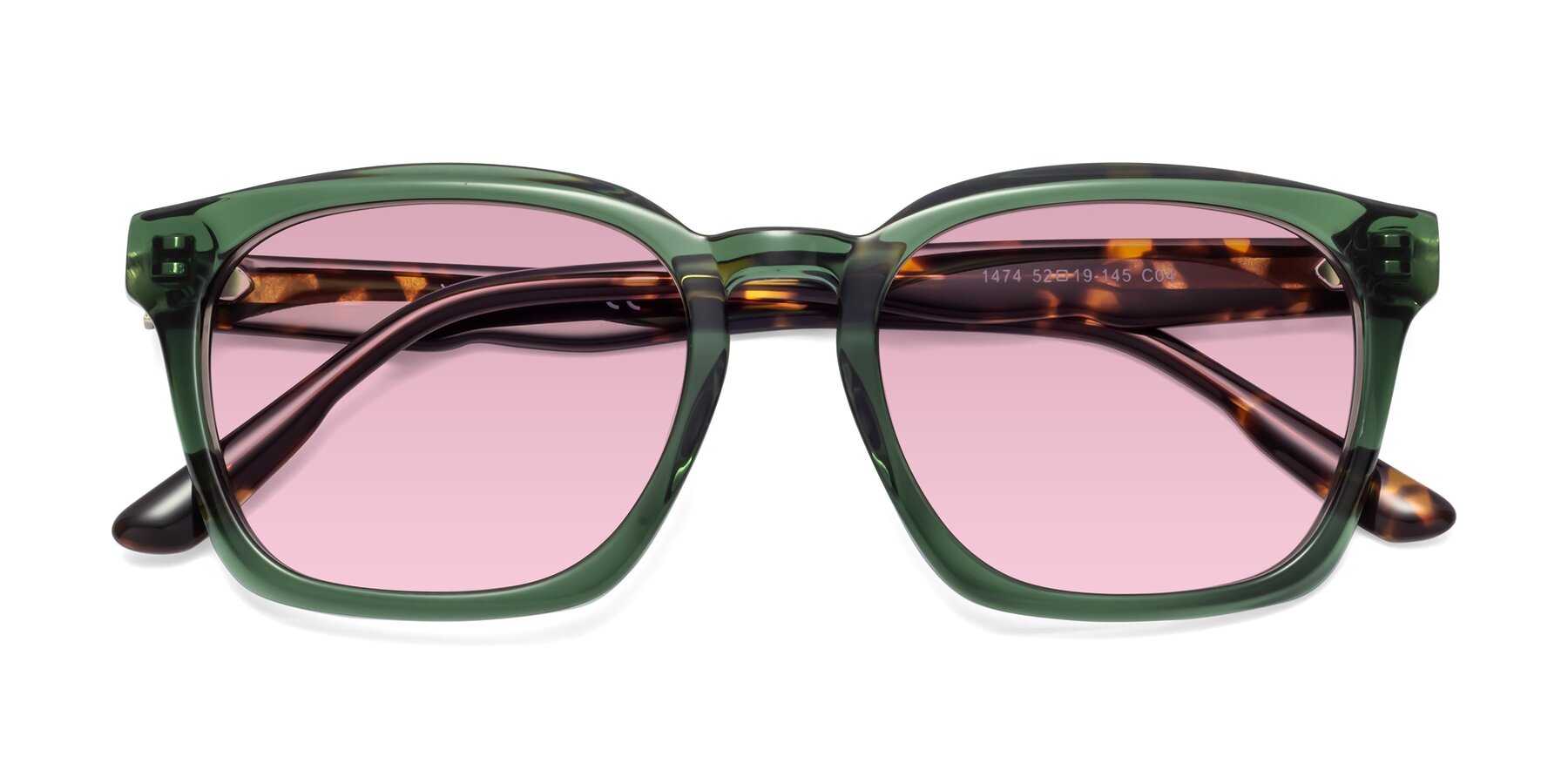 Folded Front of 1474 in Emerald with Light Wine Tinted Lenses