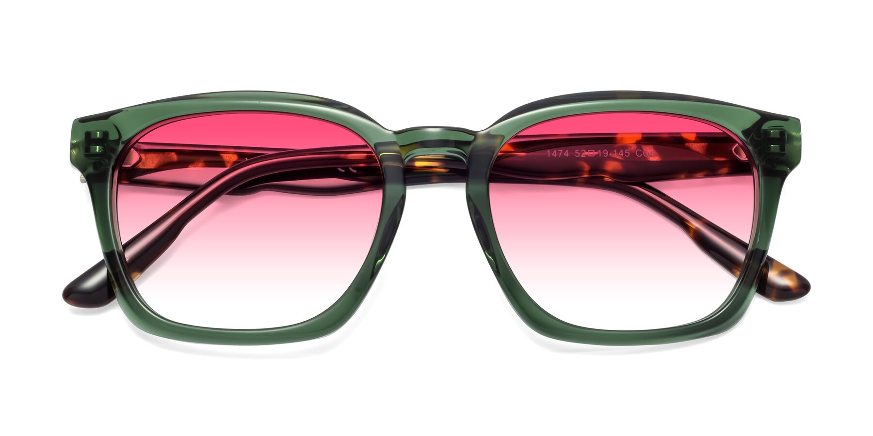 Folded Front of 1474 in Emerald with Pink Gradient Lenses