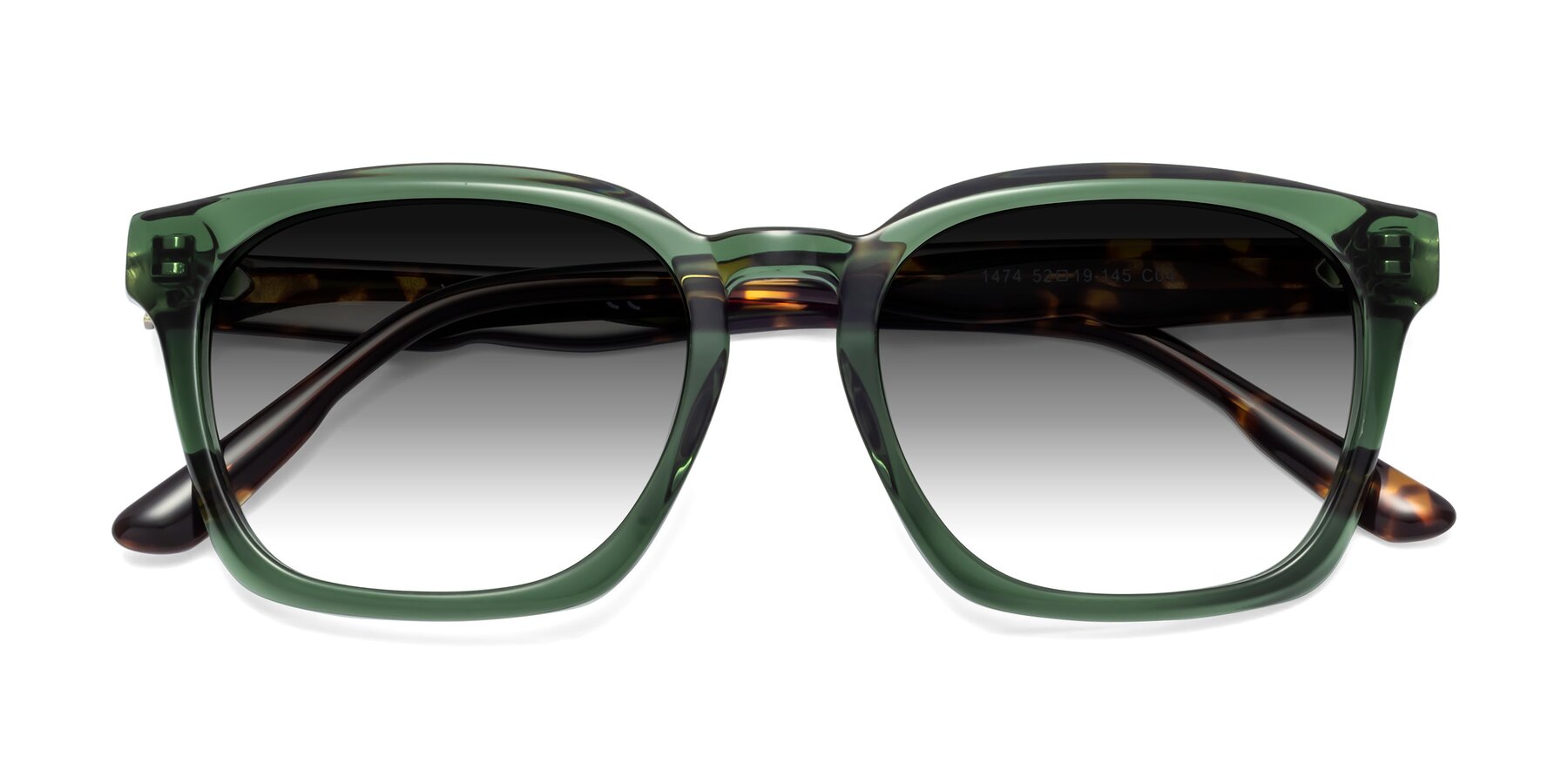 Folded Front of 1474 in Emerald with Gray Gradient Lenses