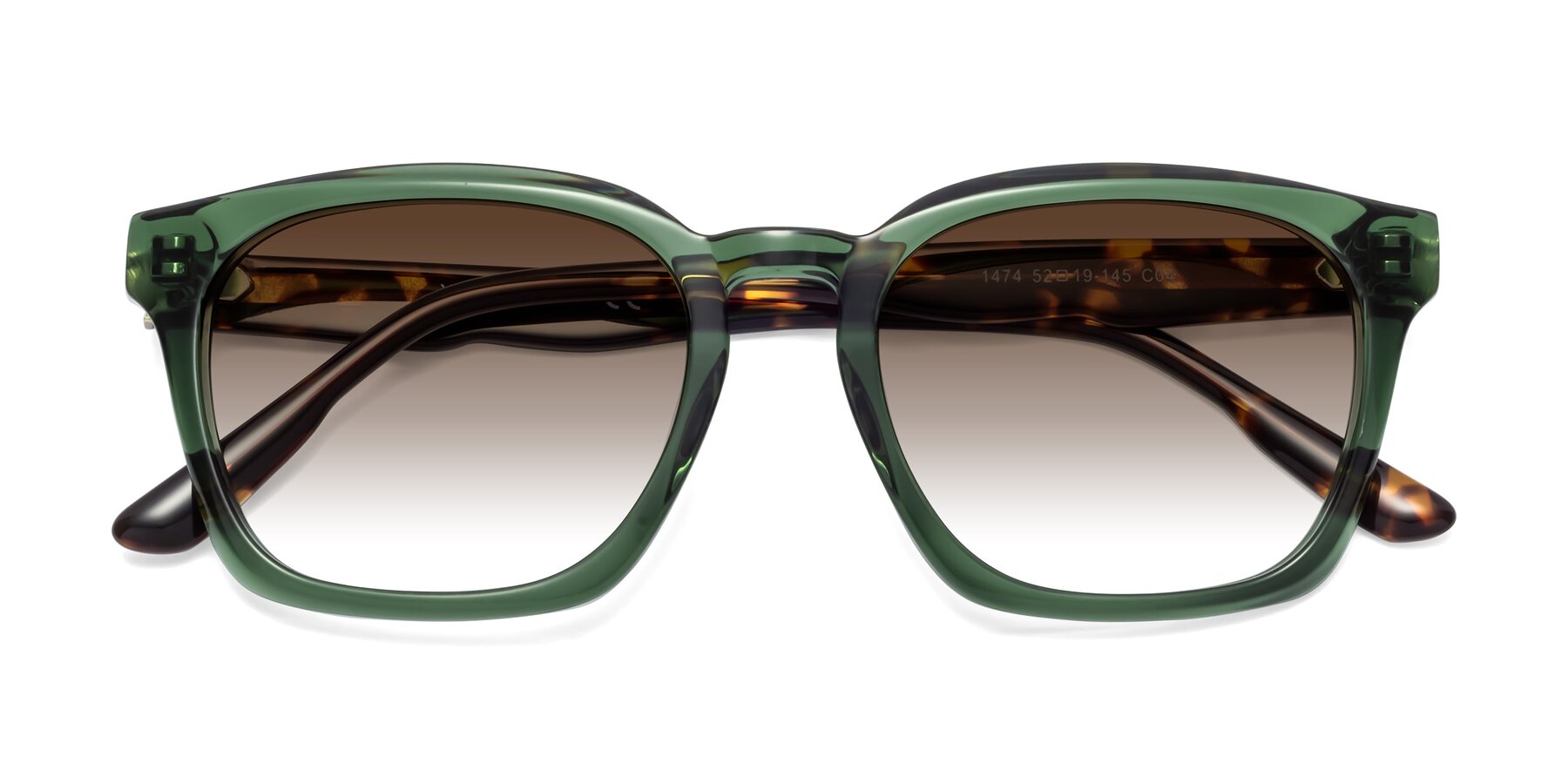 Folded Front of 1474 in Emerald with Brown Gradient Lenses