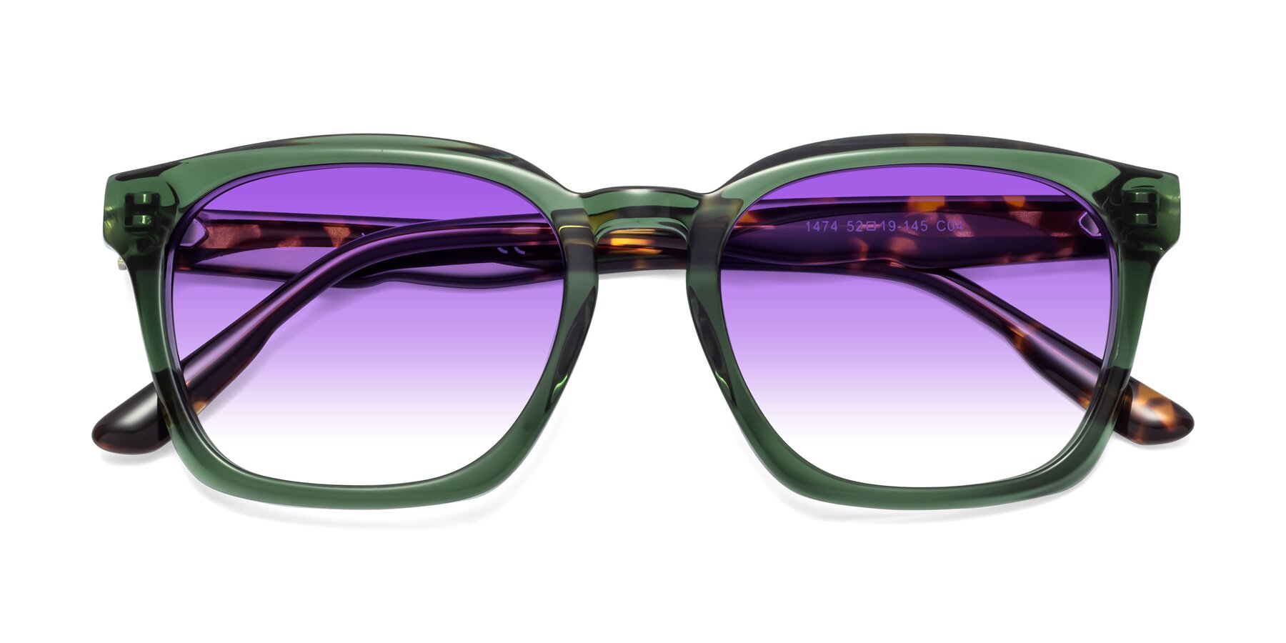 Folded Front of 1474 in Emerald with Purple Gradient Lenses