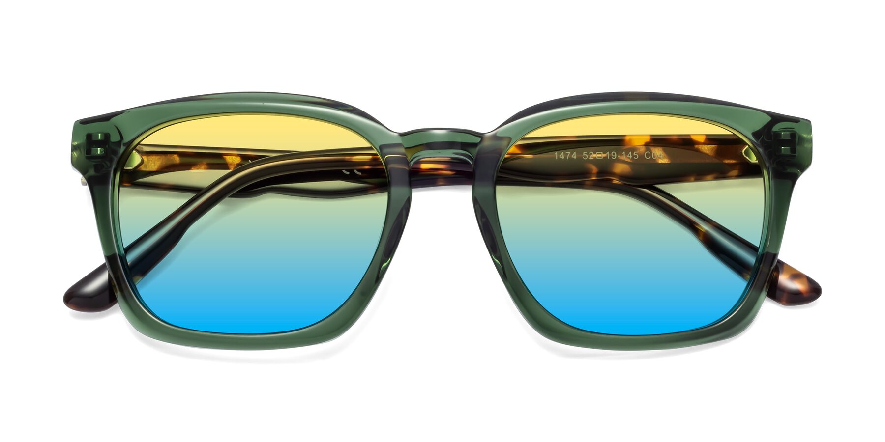 Folded Front of 1474 in Emerald with Yellow / Blue Gradient Lenses