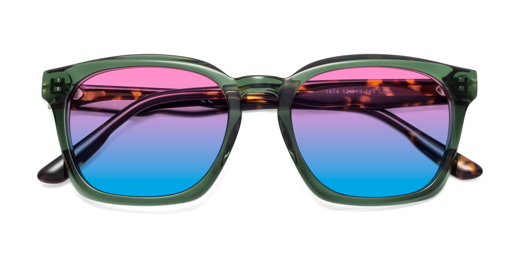 Folded Front of 1474 in Emerald with Pink / Blue Gradient Lenses