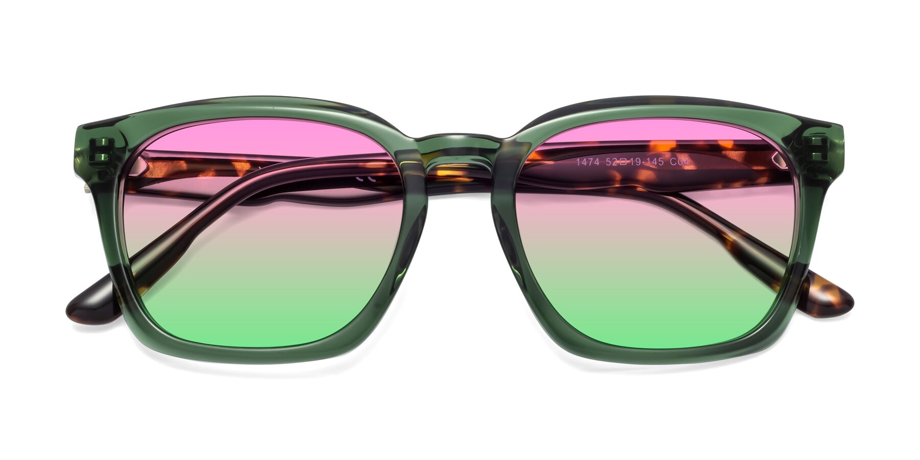 Folded Front of 1474 in Emerald with Pink / Green Gradient Lenses