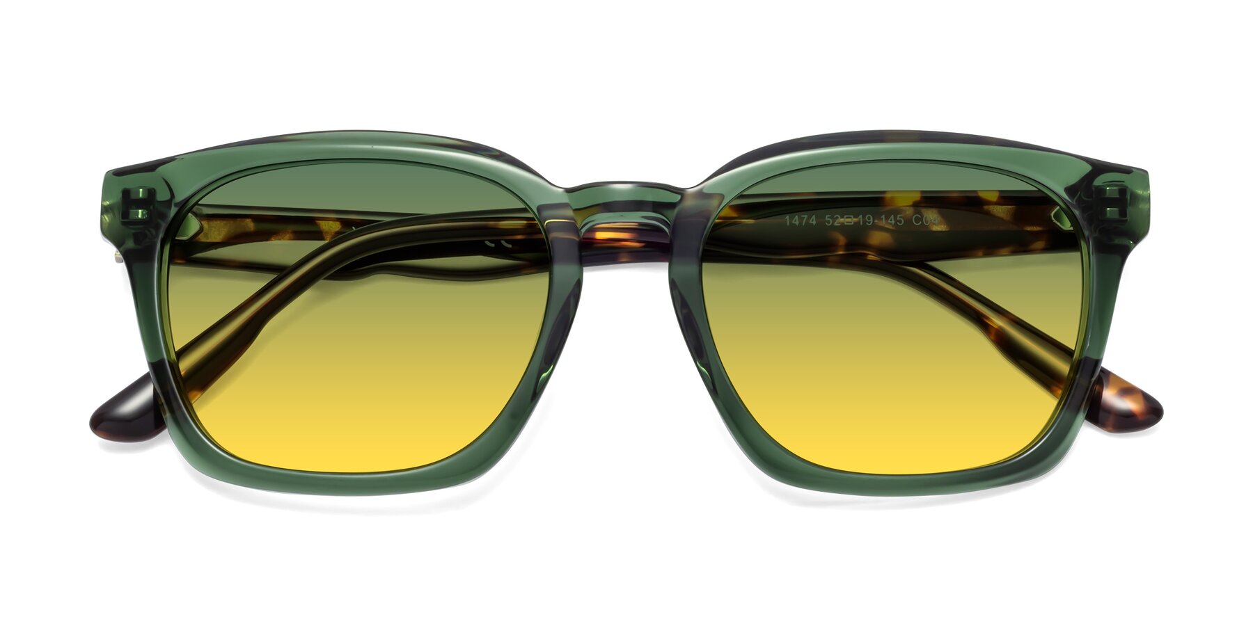 Folded Front of 1474 in Emerald with Green / Yellow Gradient Lenses