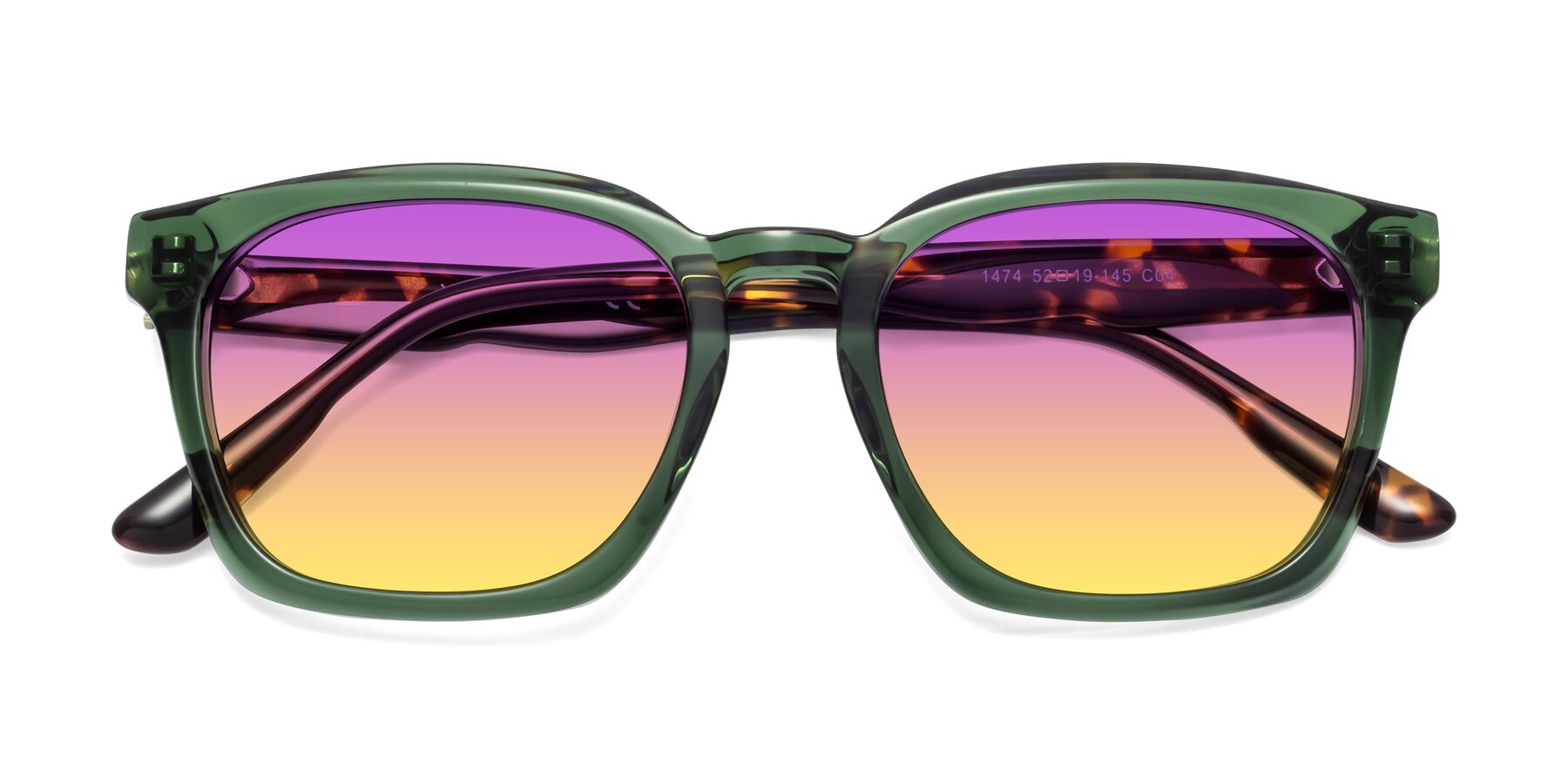 Folded Front of 1474 in Emerald with Purple / Yellow Gradient Lenses