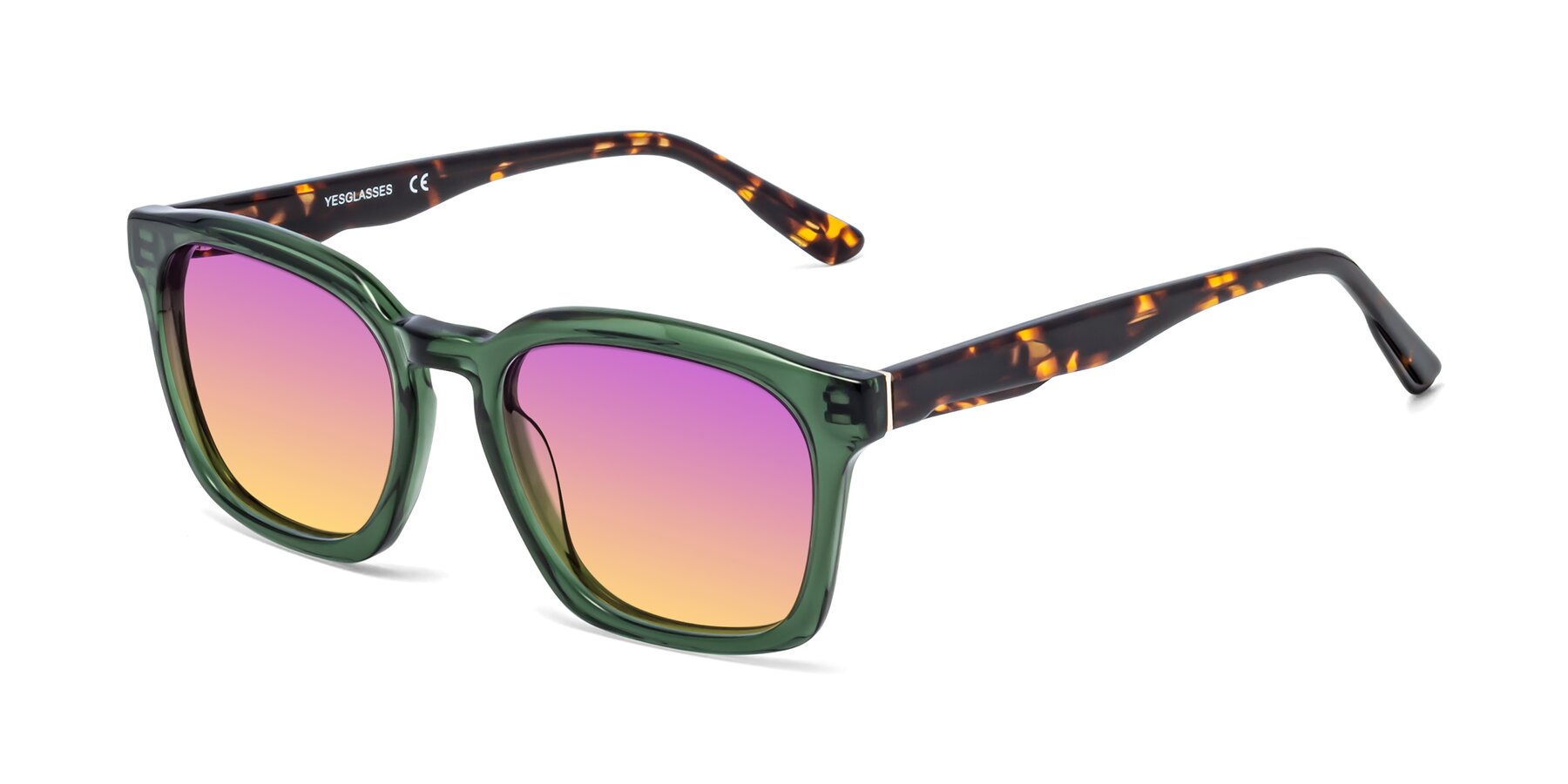 Angle of 1474 in Emerald with Purple / Yellow Gradient Lenses