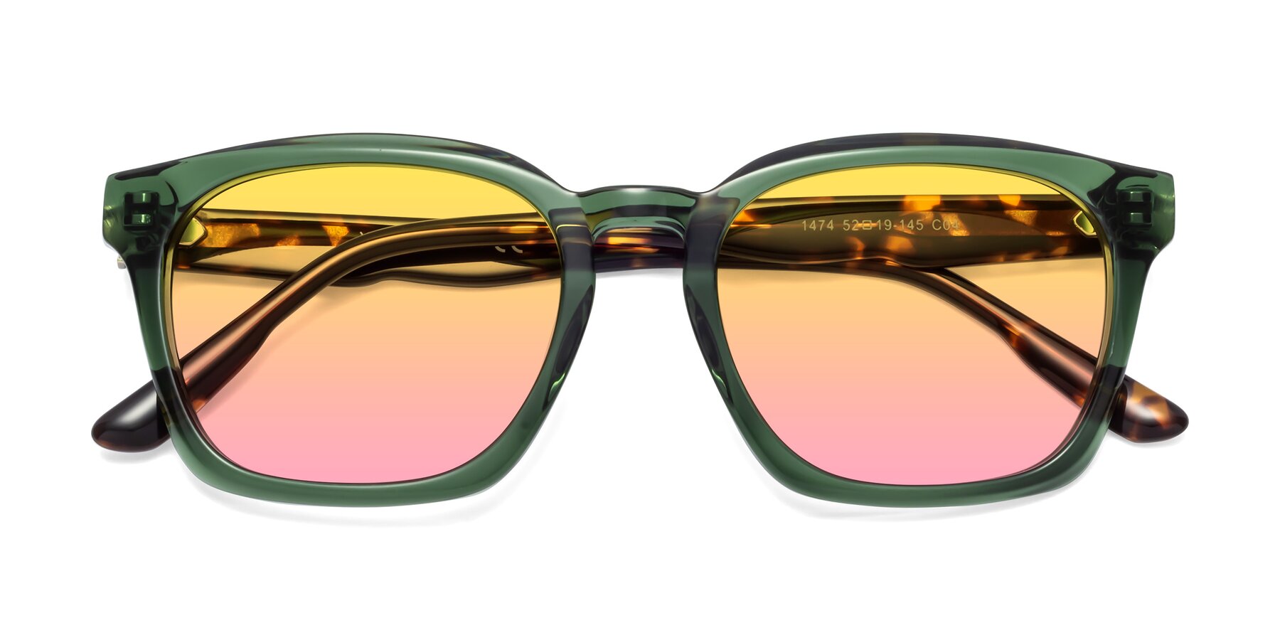 Folded Front of 1474 in Emerald with Yellow / Pink Gradient Lenses