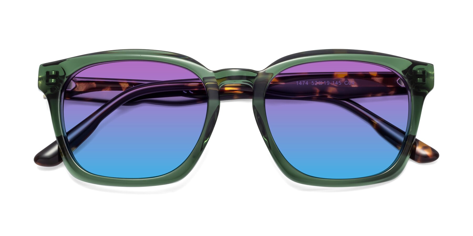 Folded Front of 1474 in Emerald with Purple / Blue Gradient Lenses