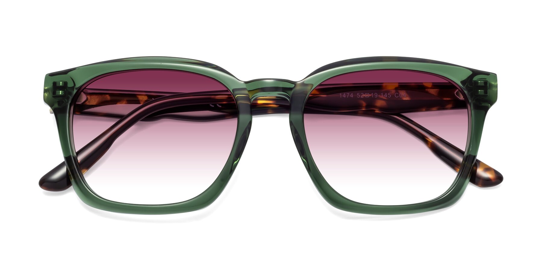 Folded Front of 1474 in Emerald with Wine Gradient Lenses