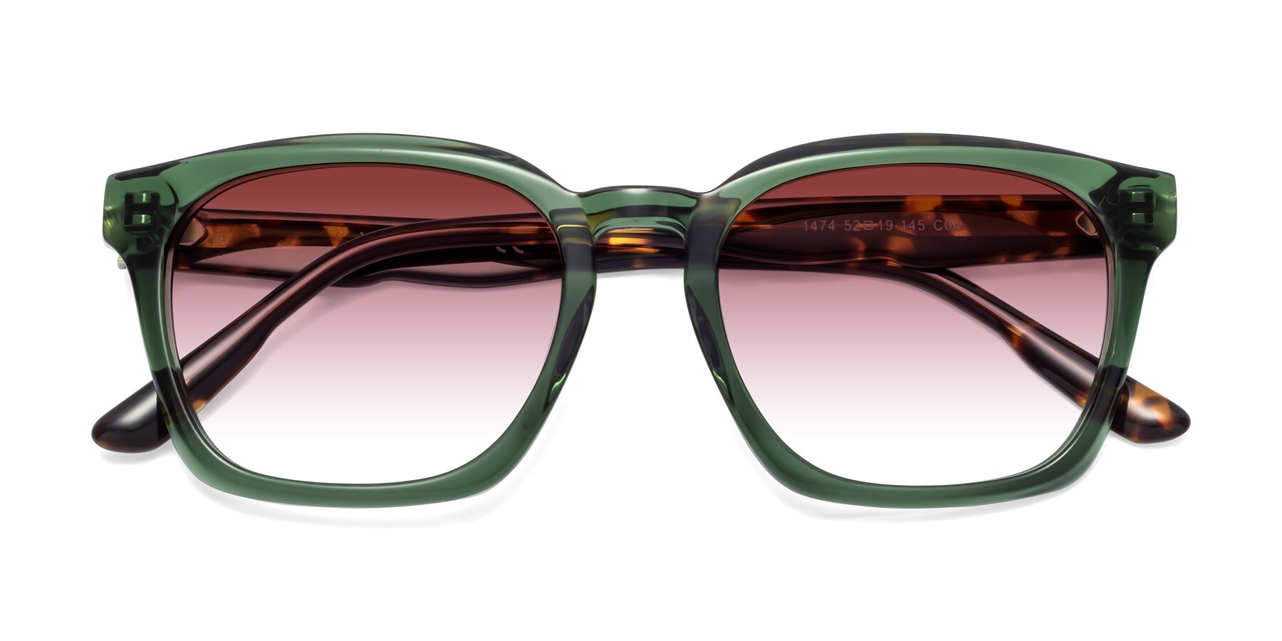 Folded Front of 1474 in Emerald with Garnet Gradient Lenses