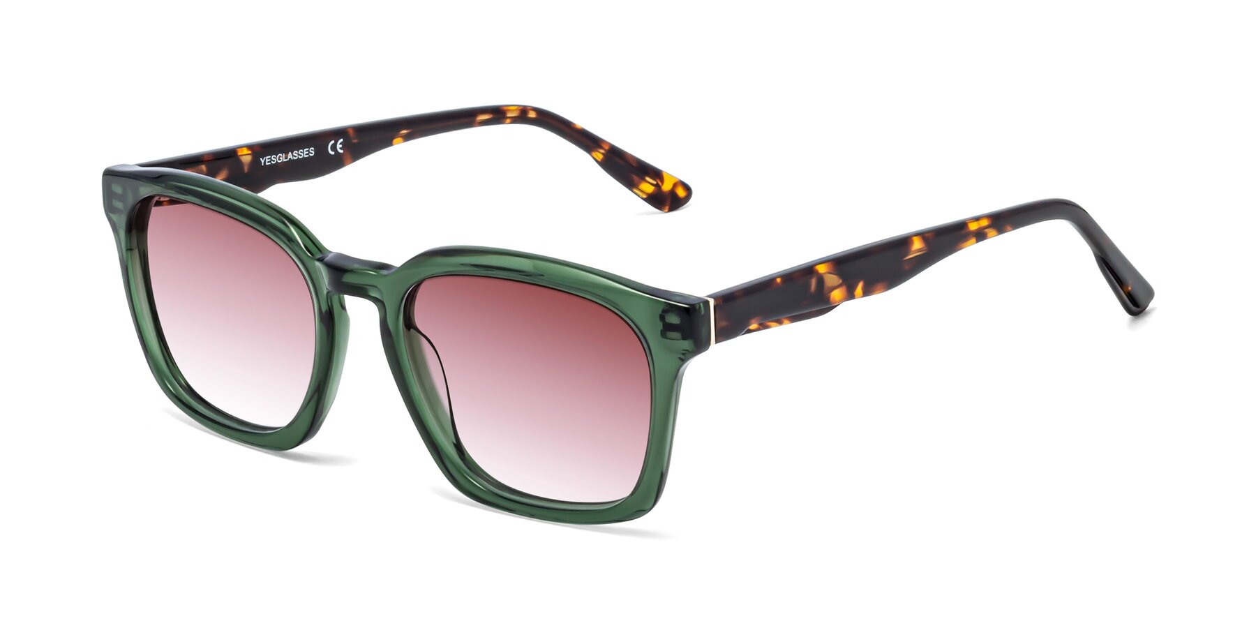 Angle of 1474 in Emerald with Garnet Gradient Lenses