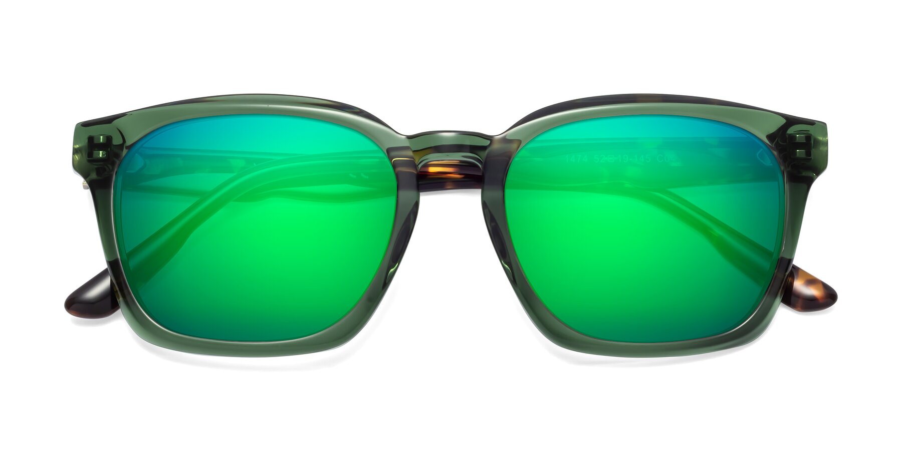 Folded Front of 1474 in Emerald with Green Mirrored Lenses