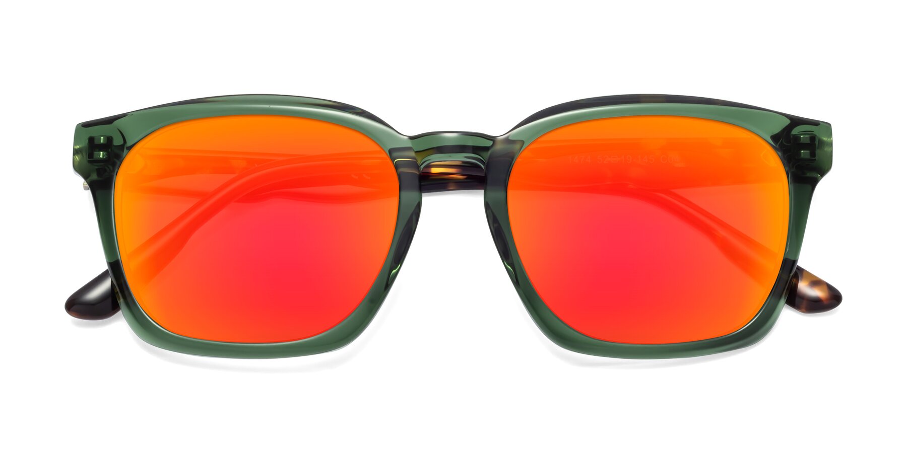 Folded Front of 1474 in Emerald with Red Gold Mirrored Lenses