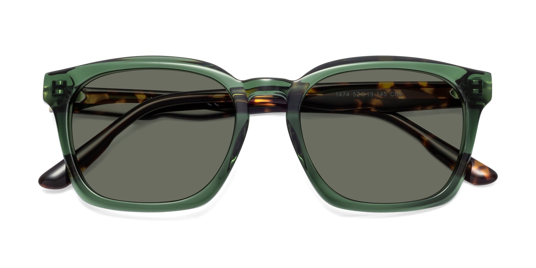 Folded Front of 1474 in Emerald with Gray Polarized Lenses