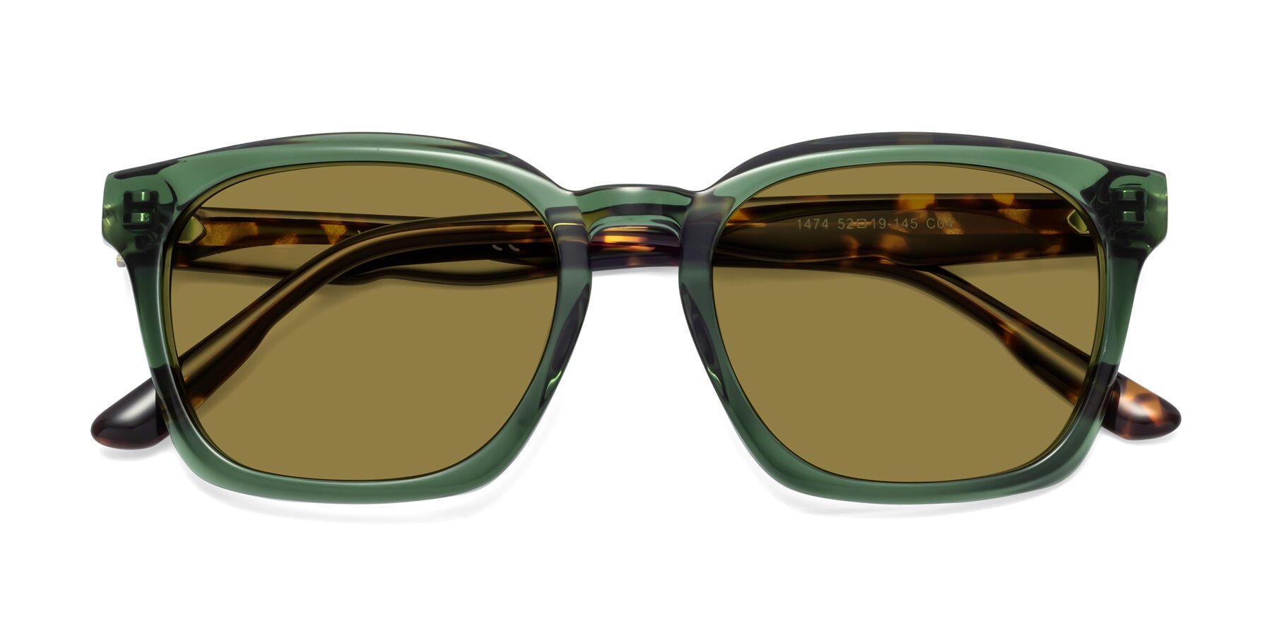 Folded Front of 1474 in Emerald with Brown Polarized Lenses