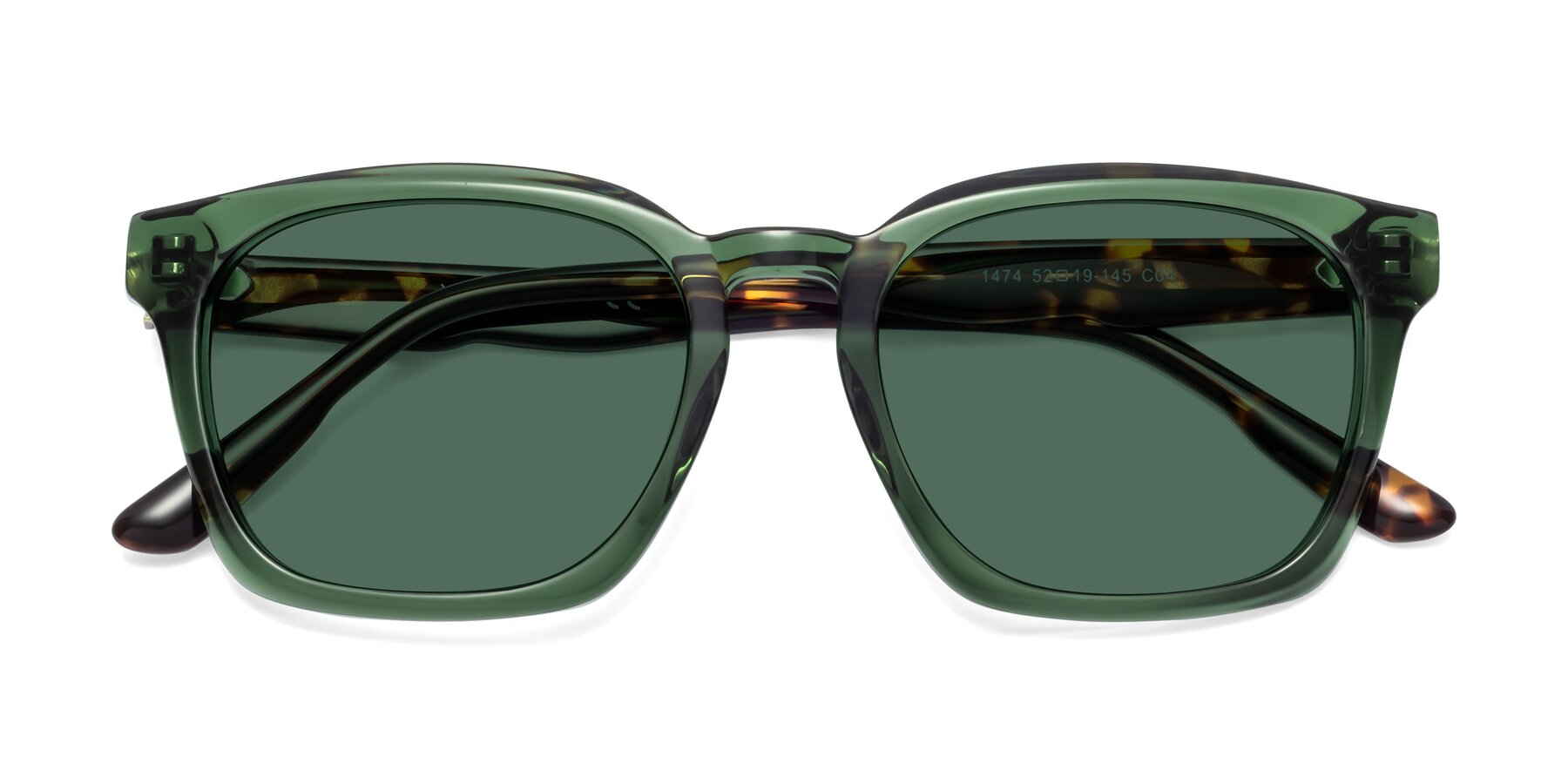 Folded Front of 1474 in Emerald with Green Polarized Lenses