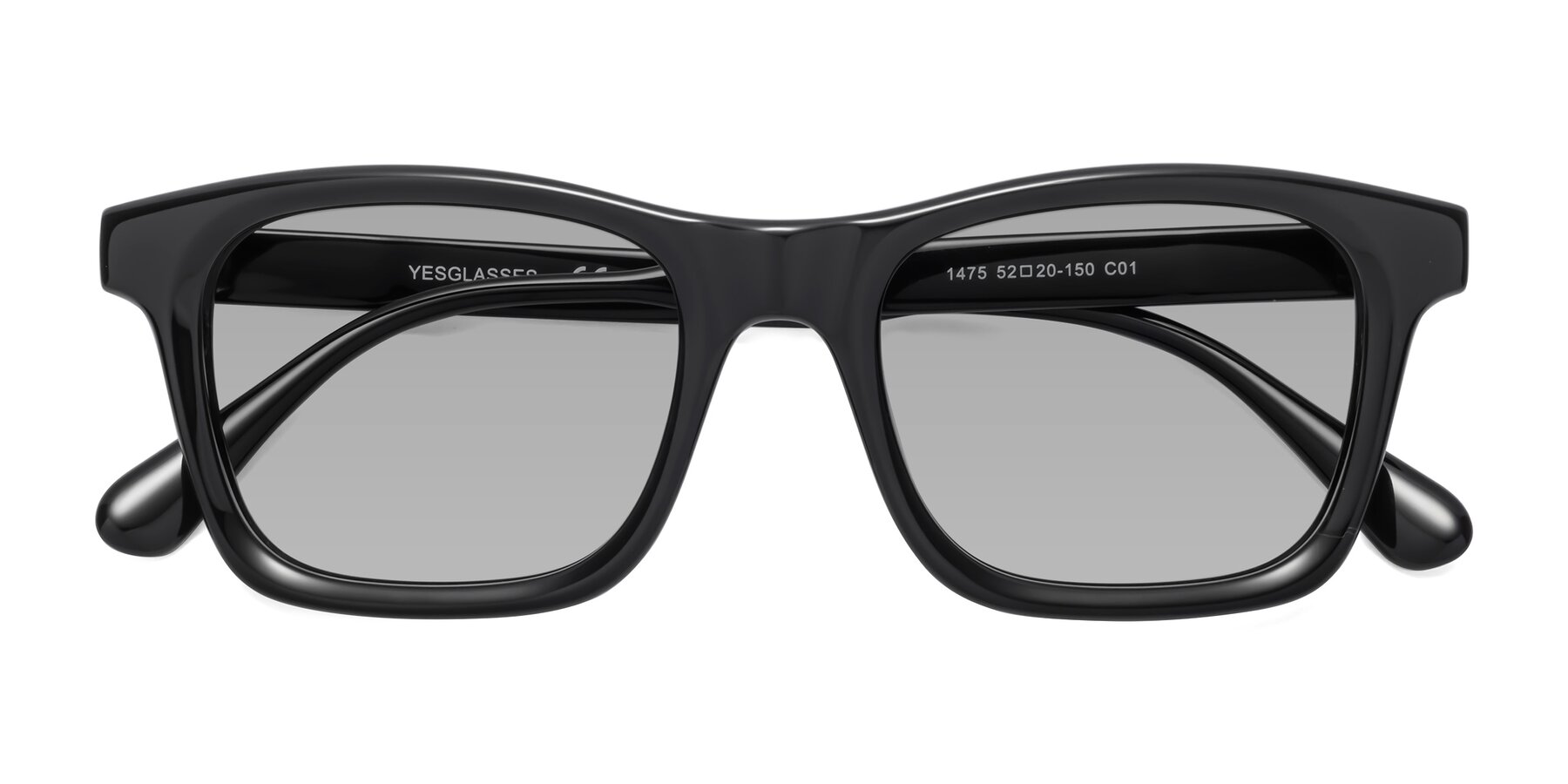 Folded Front of 1475 in Black with Light Gray Tinted Lenses