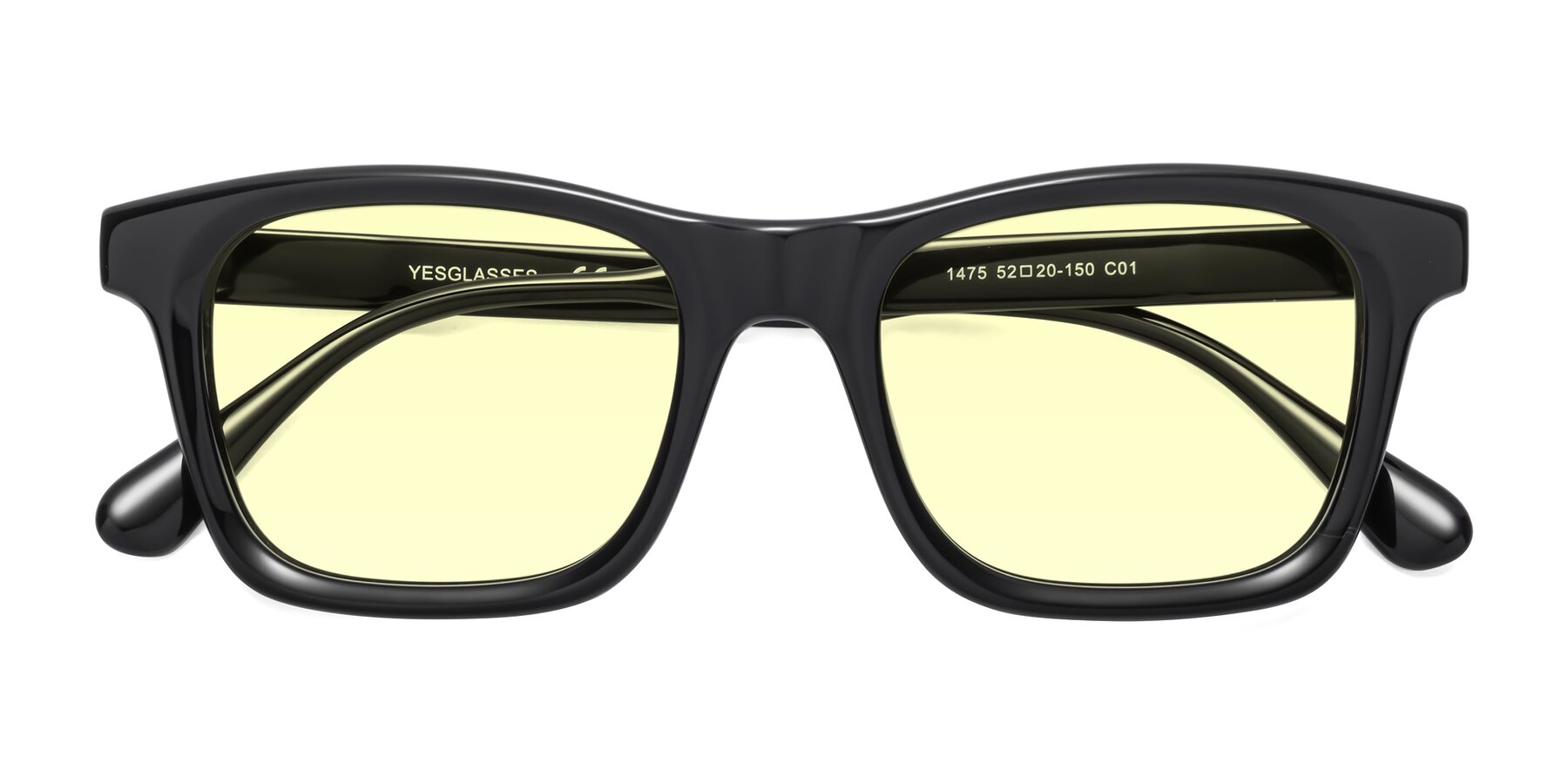 Folded Front of 1475 in Black with Light Yellow Tinted Lenses