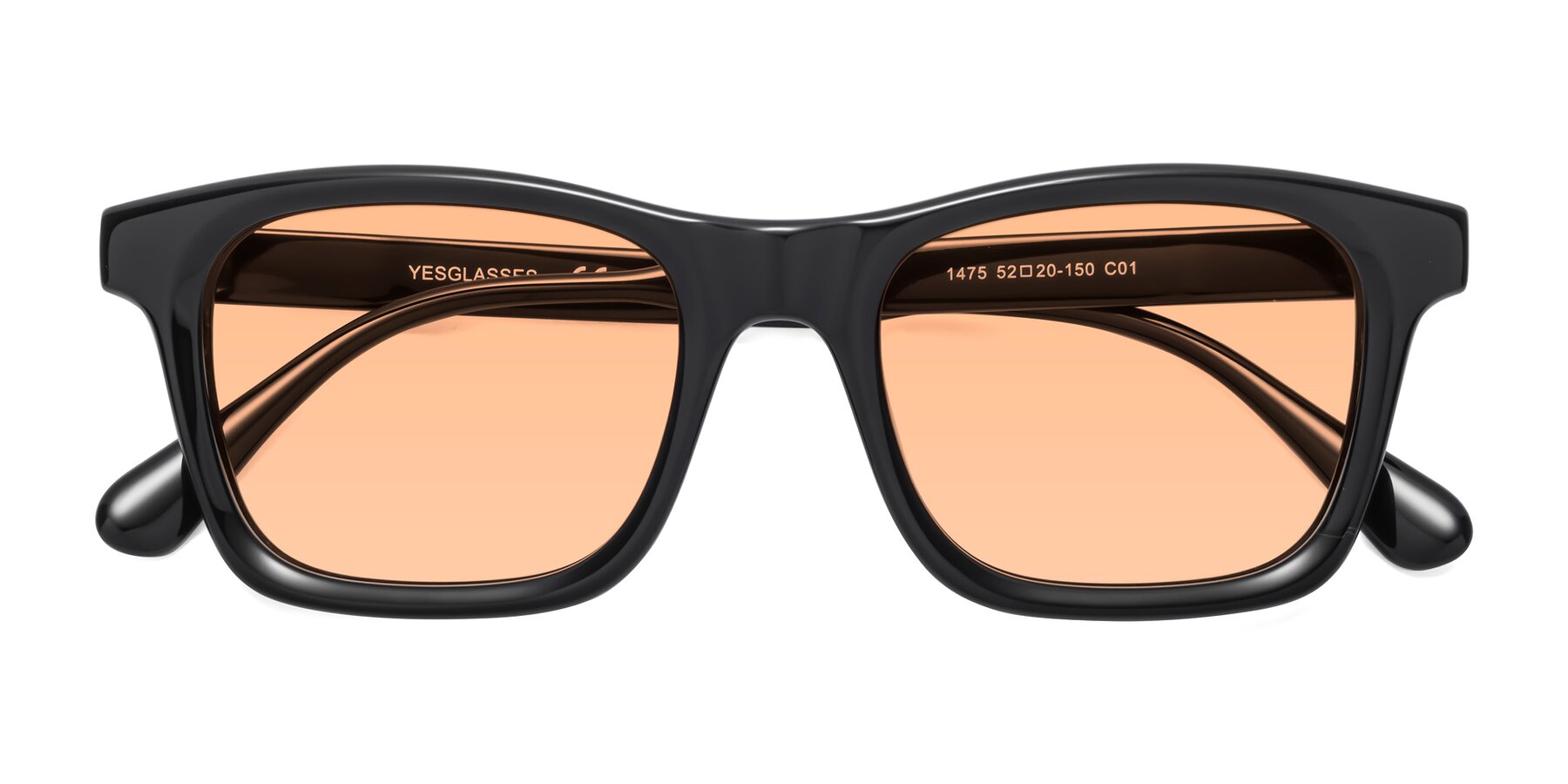 Folded Front of 1475 in Black with Light Orange Tinted Lenses