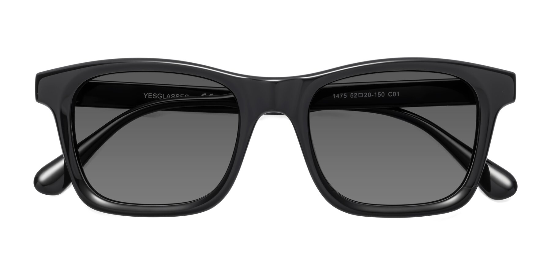 Folded Front of 1475 in Black with Medium Gray Tinted Lenses
